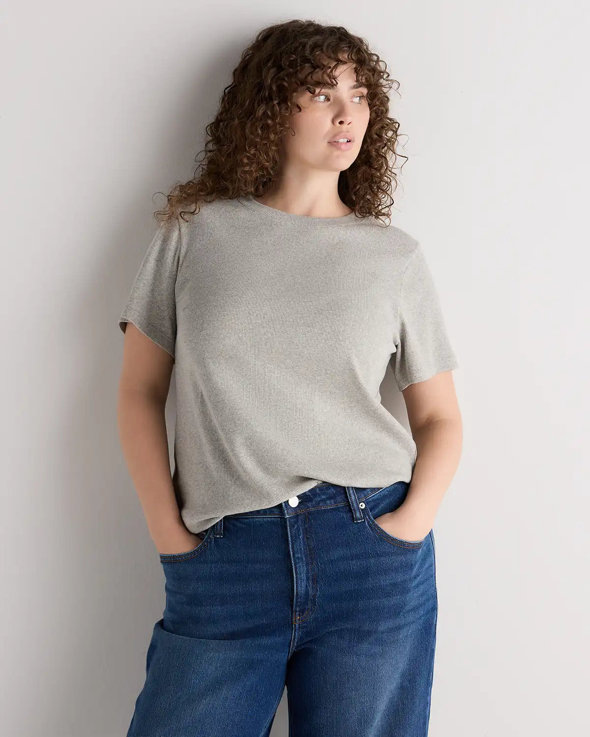 Organic Cotton Micro-Rib Crewneck Tee
