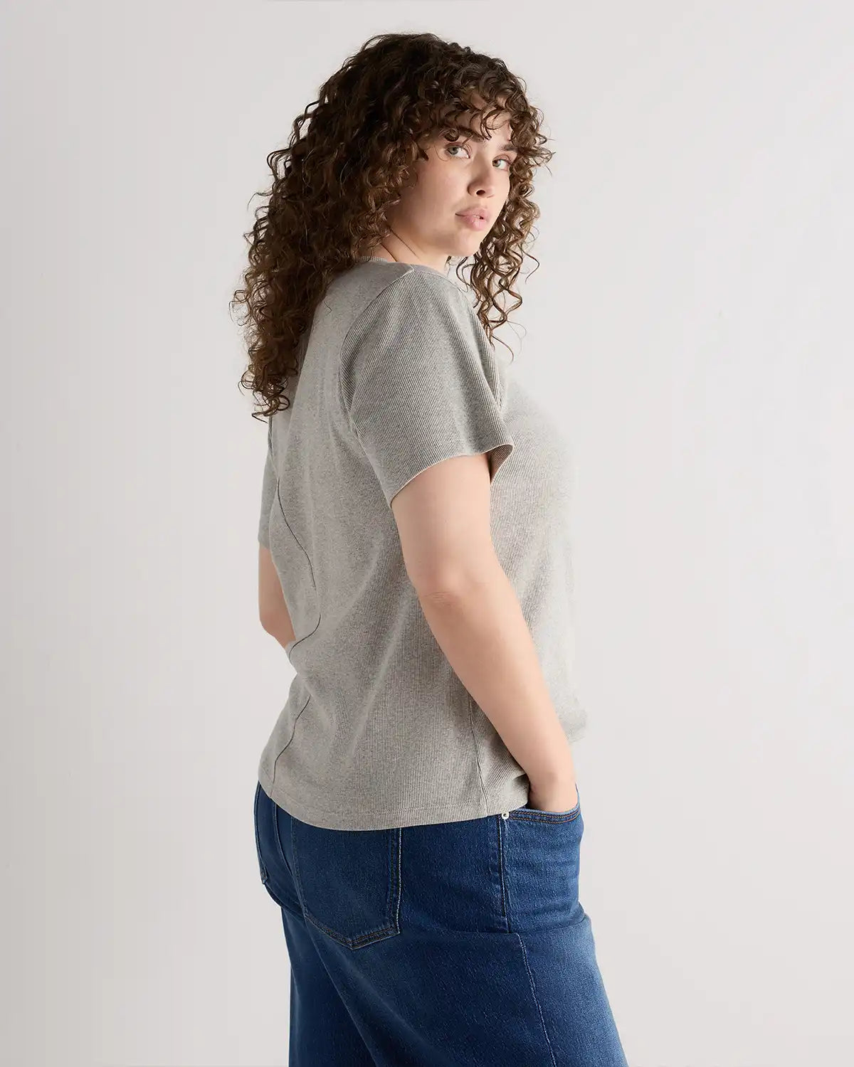 Organic Cotton Micro-Rib Crewneck Tee