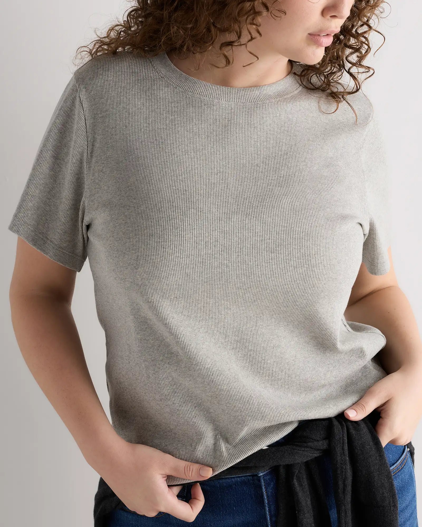 Organic Cotton Micro-Rib Crewneck Tee