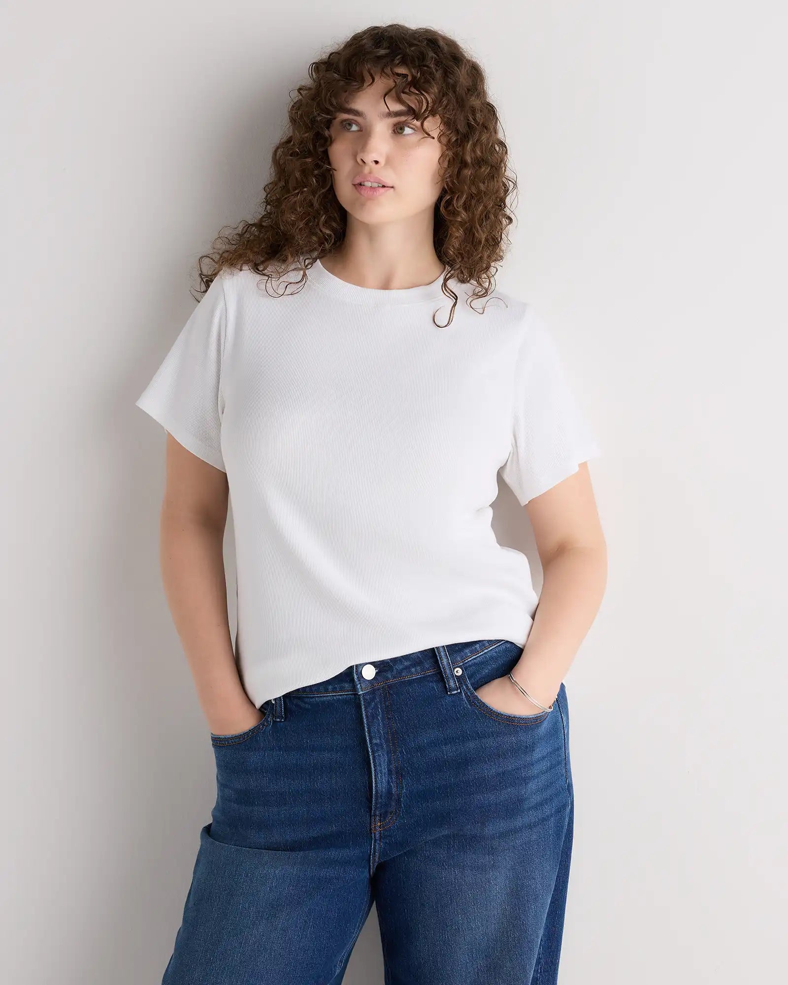 Organic Cotton Micro-Rib Crewneck Tee