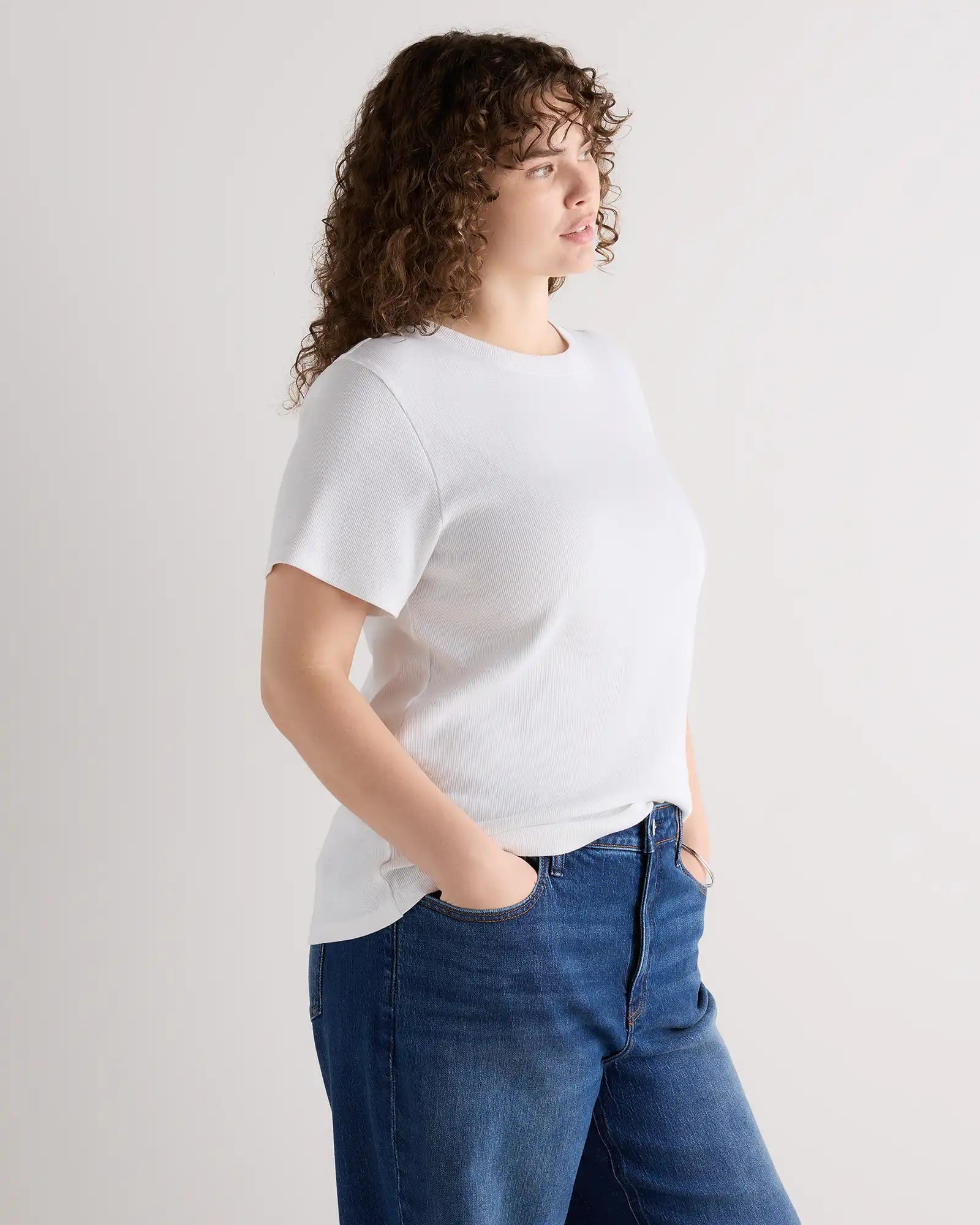 Organic Cotton Micro-Rib Crewneck Tee