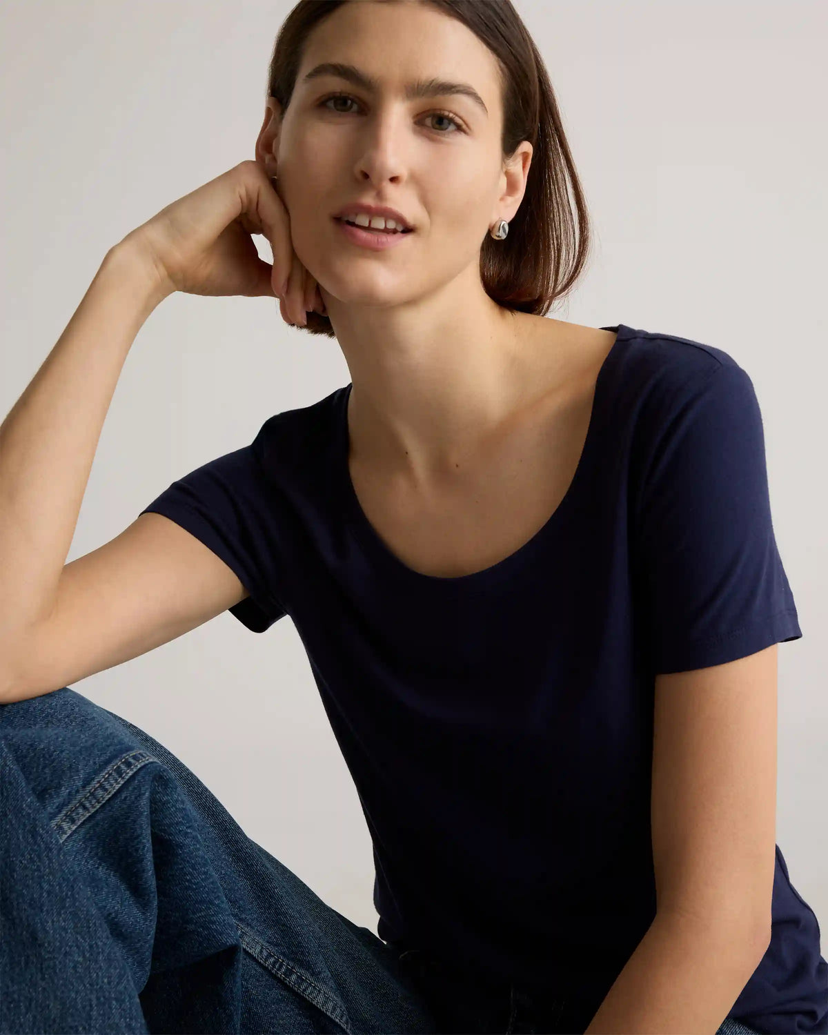 Cotton Modal Scoop Neck Tee