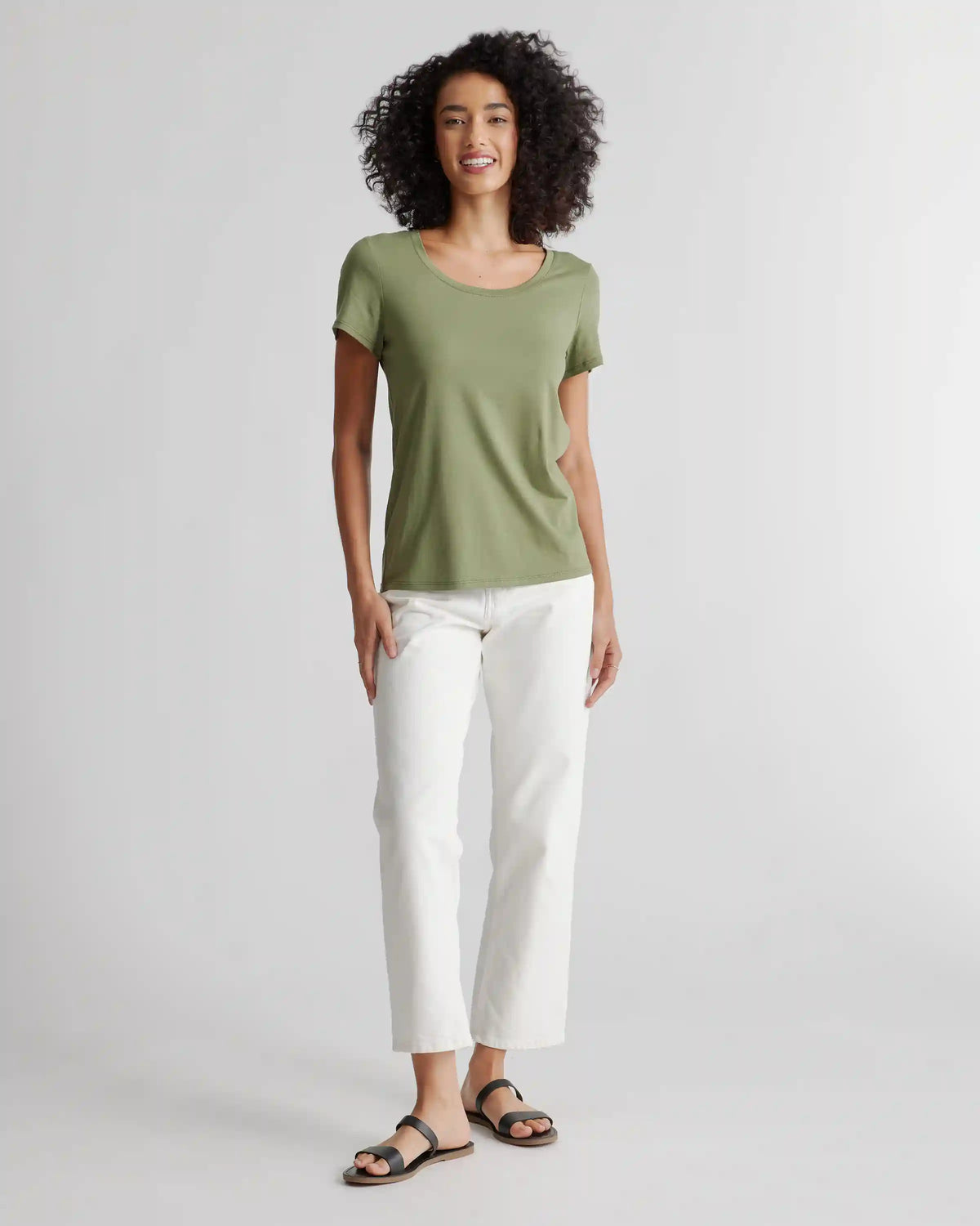 Cotton Modal Scoop Neck Tee