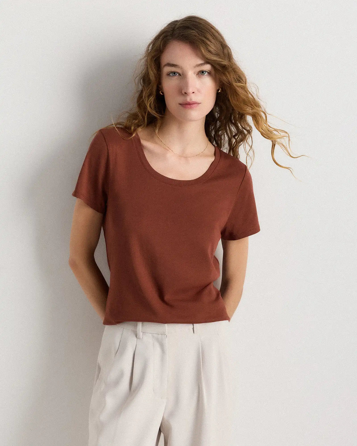 Cotton Modal Scoop Neck Tee