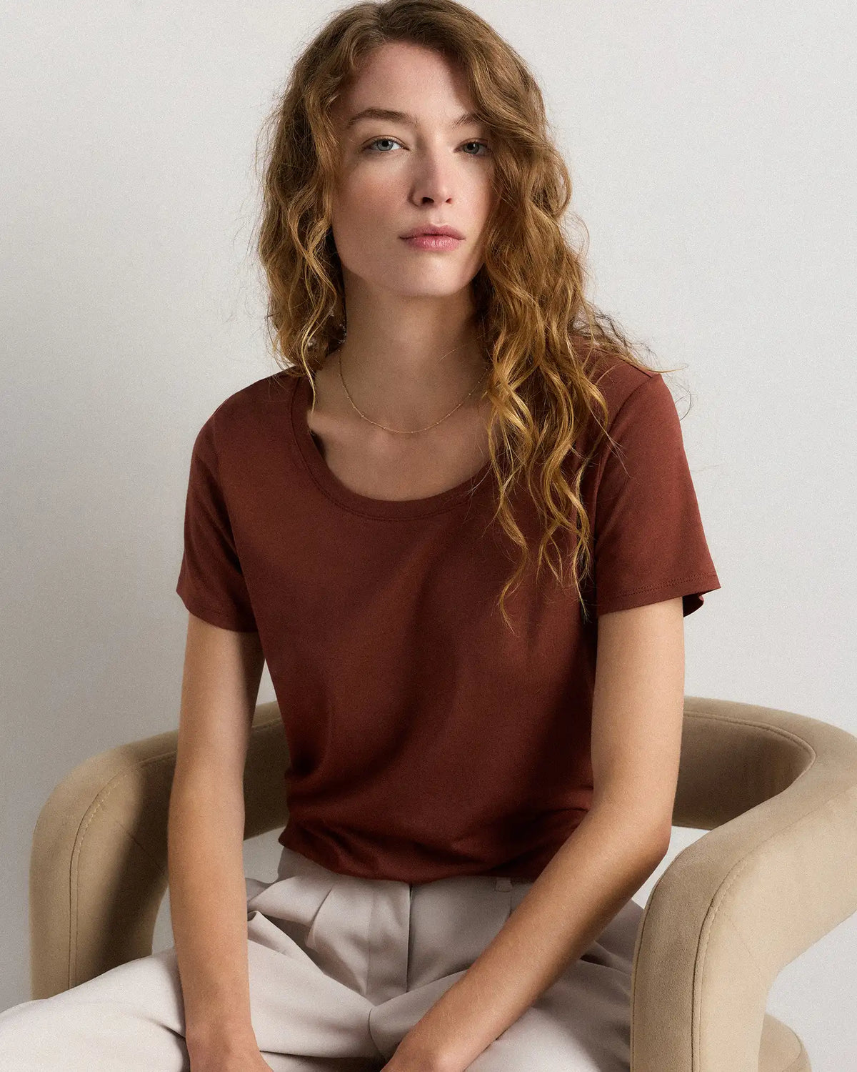 Cotton Modal Scoop Neck Tee