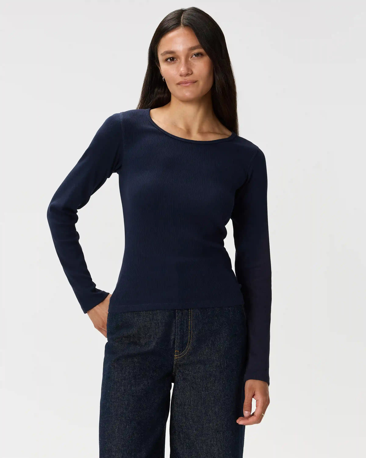 Organic Cotton Micro-Rib Long Sleeve Tee