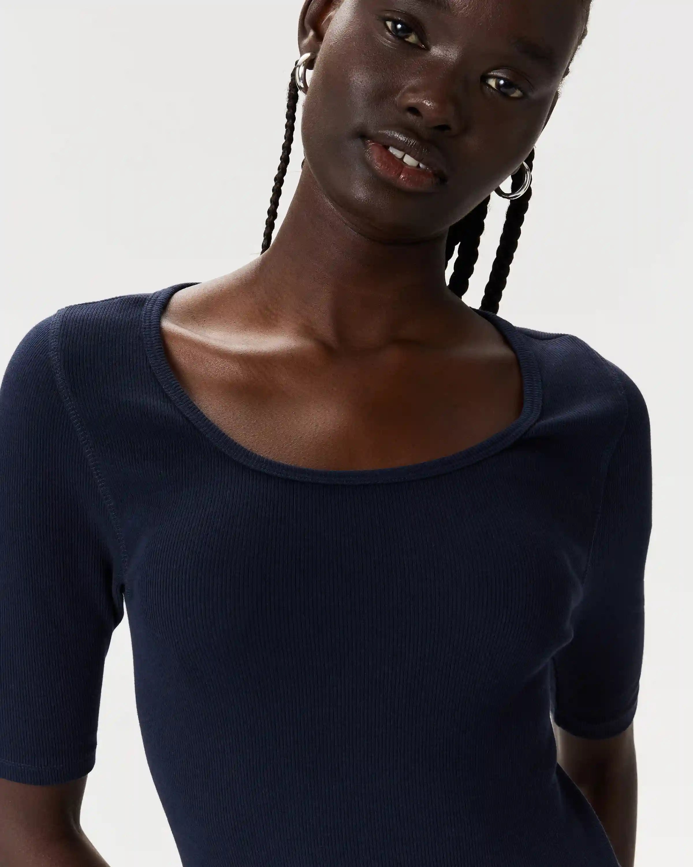 Organic Cotton Micro-Rib Elbow Sleeve Tee