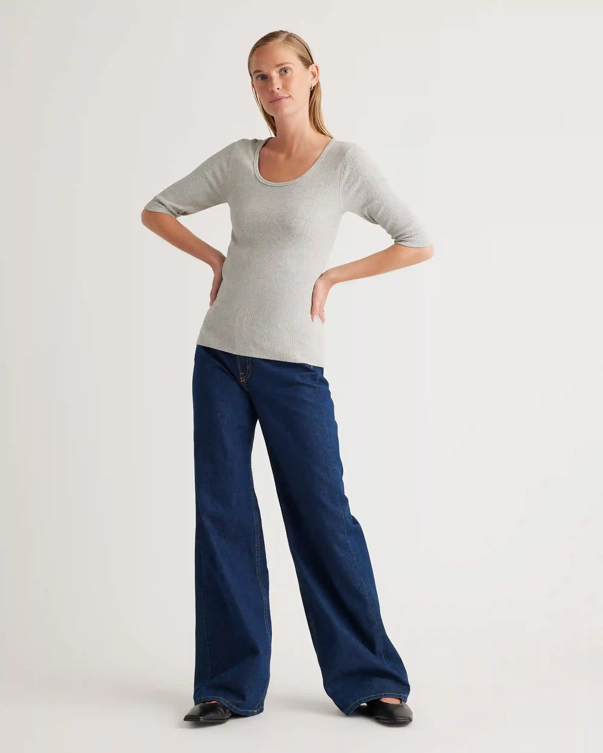 Organic Cotton Micro-Rib Elbow Sleeve Tee