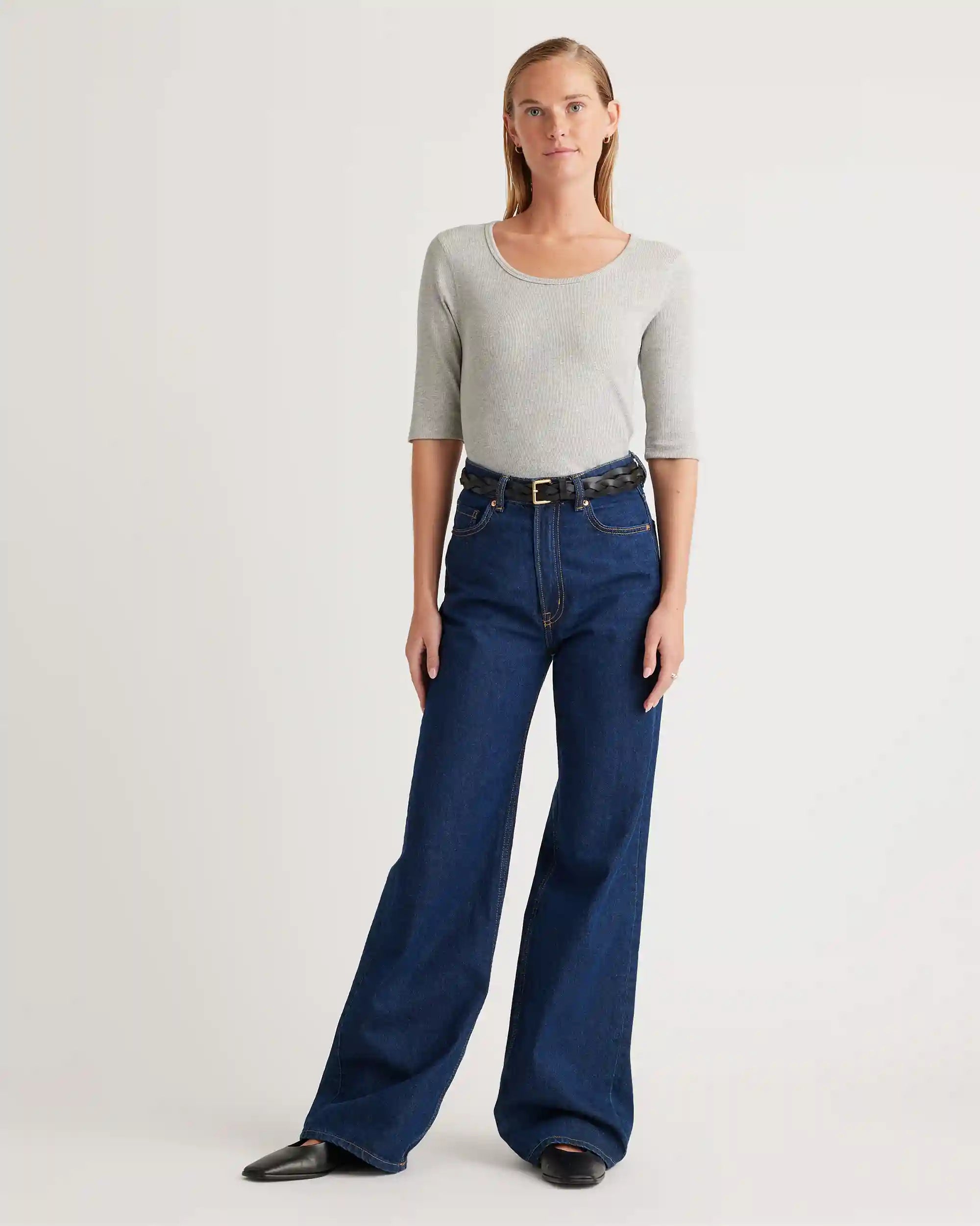 Organic Cotton Micro-Rib Elbow Sleeve Tee
