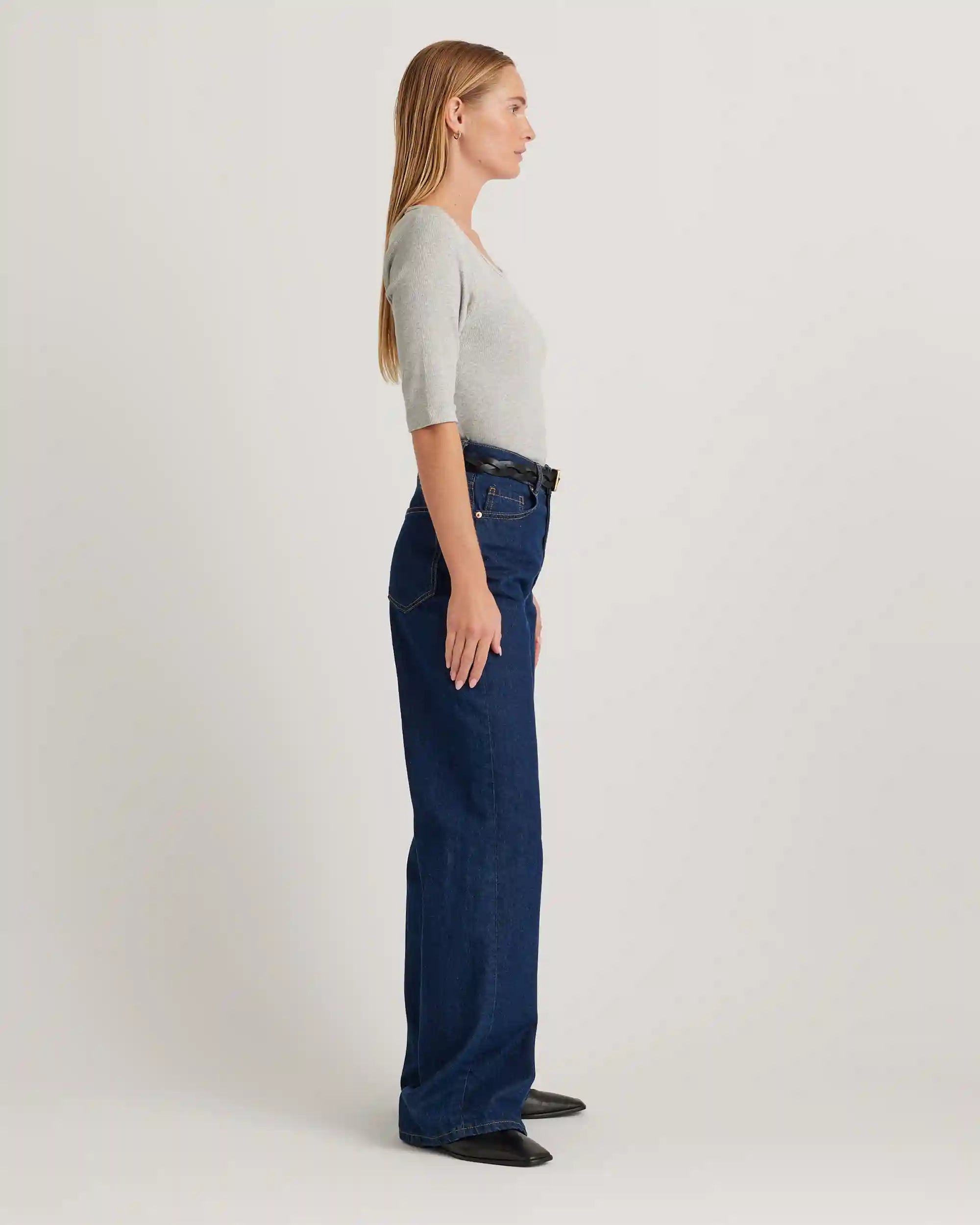 Organic Cotton Micro-Rib Elbow Sleeve Tee