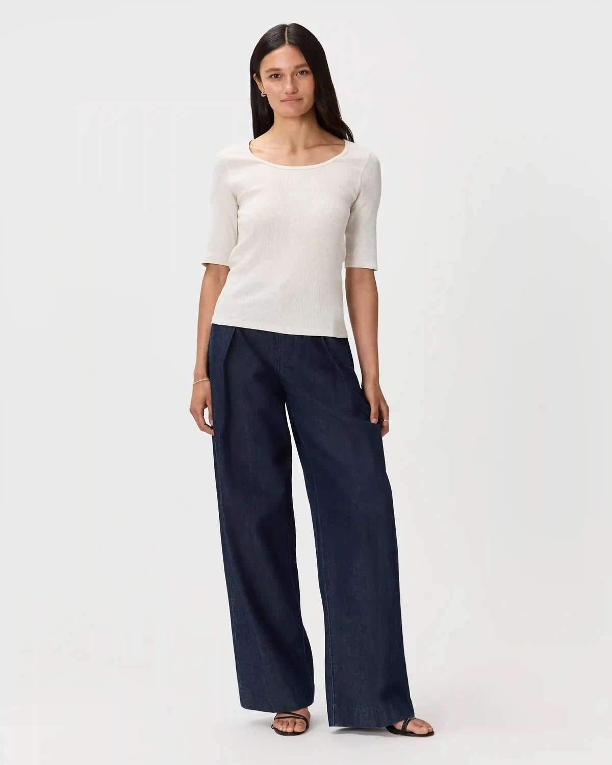 Organic Cotton Micro-Rib Elbow Sleeve Tee