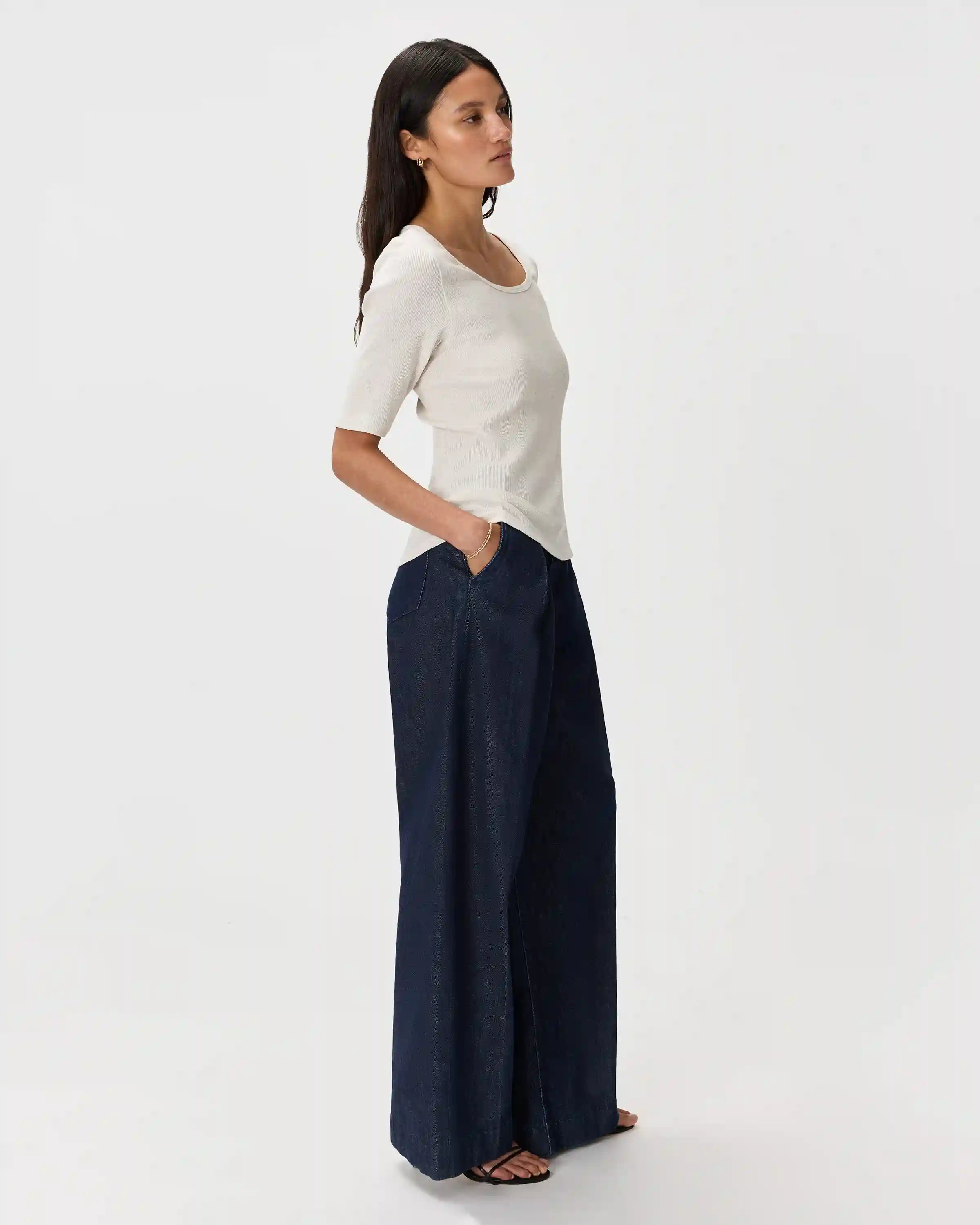 Organic Cotton Micro-Rib Elbow Sleeve Tee