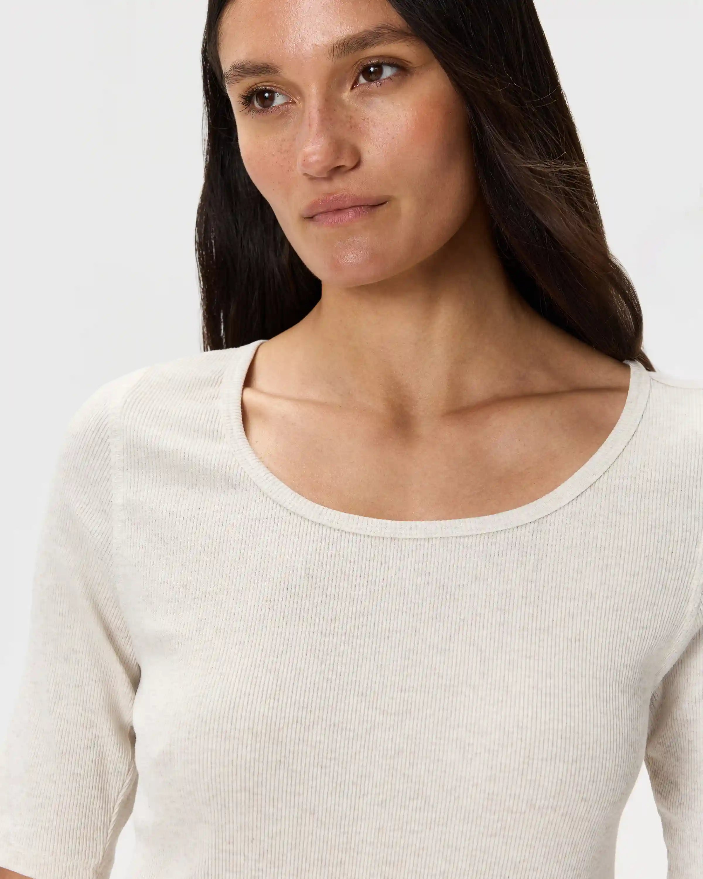 Organic Cotton Micro-Rib Elbow Sleeve Tee