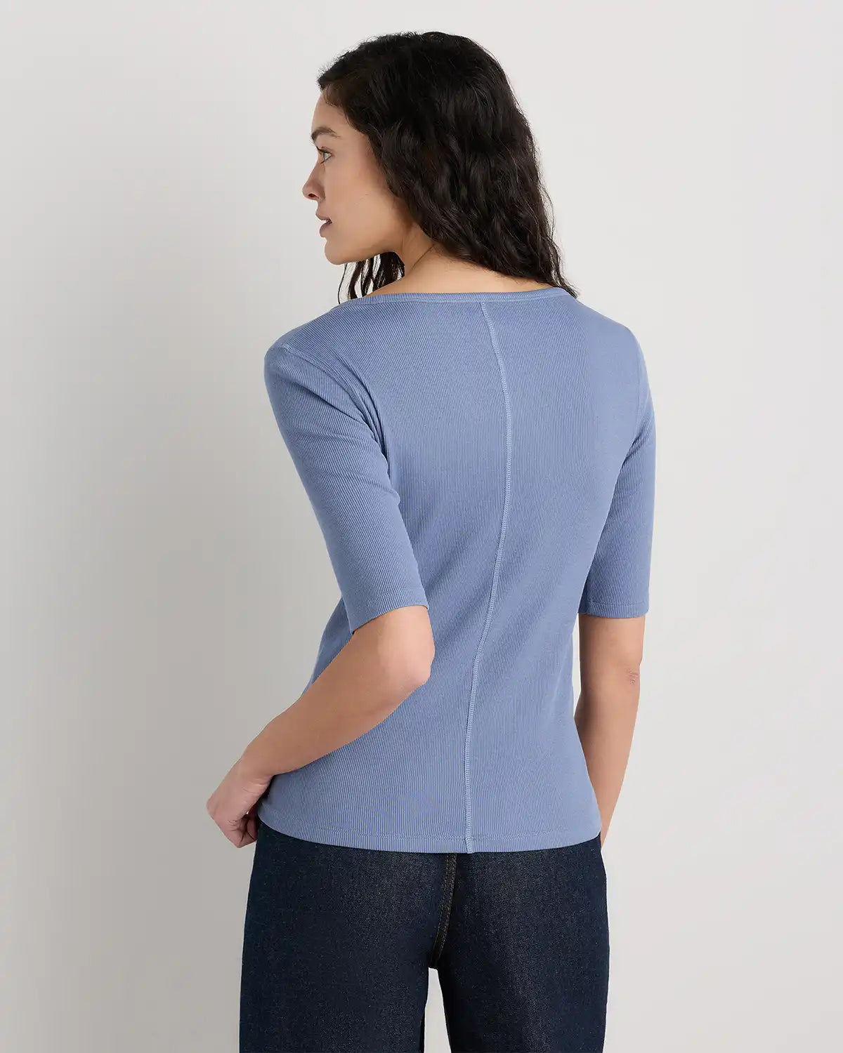 Organic Cotton Micro-Rib Elbow Sleeve Tee