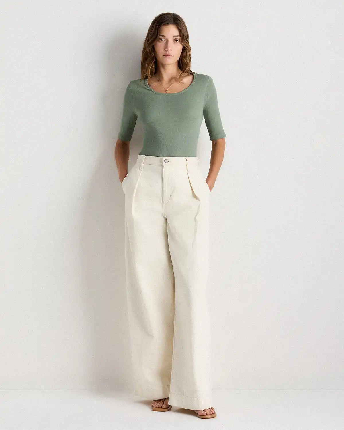 Organic Cotton Micro-Rib Elbow Sleeve Tee