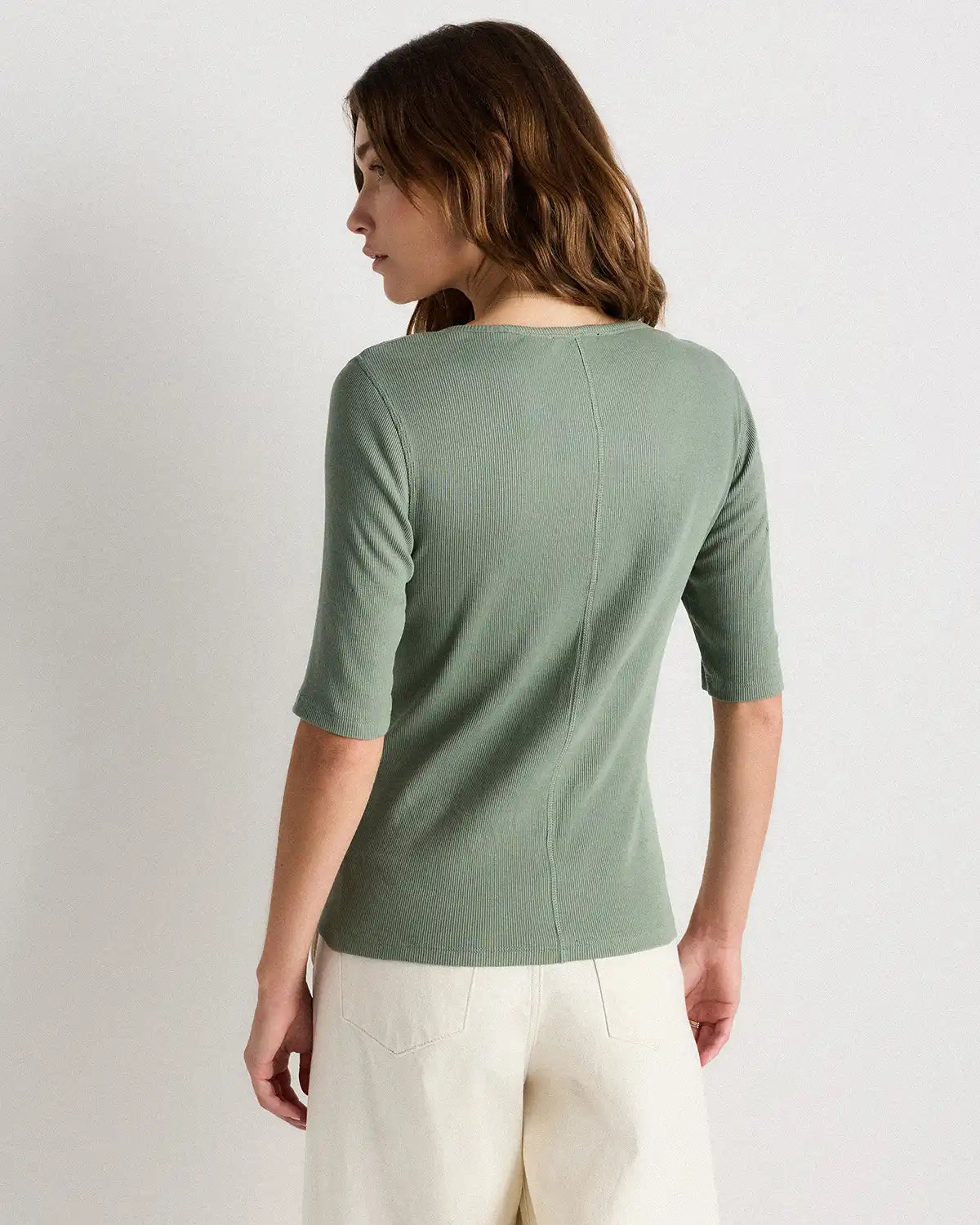Organic Cotton Micro-Rib Elbow Sleeve Tee