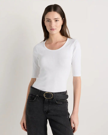 Organic Cotton Micro-Rib Elbow Sleeve Tee