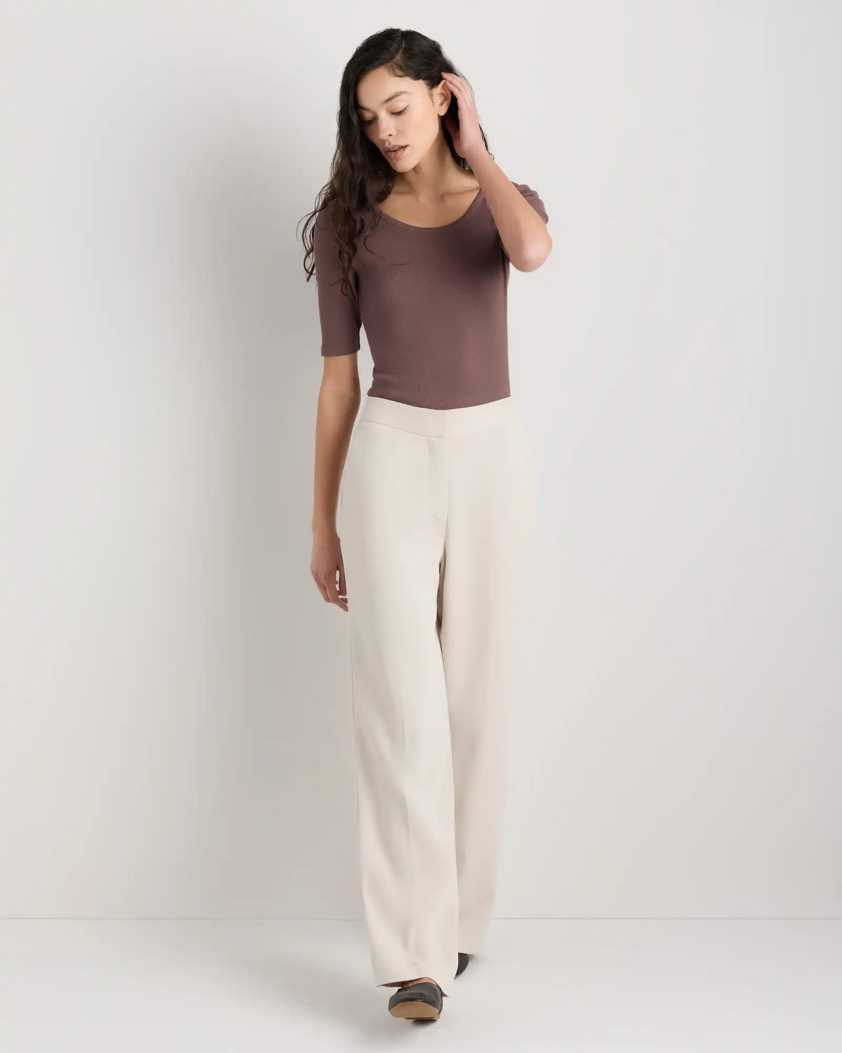 Organic Cotton Micro-Rib Elbow Sleeve Tee