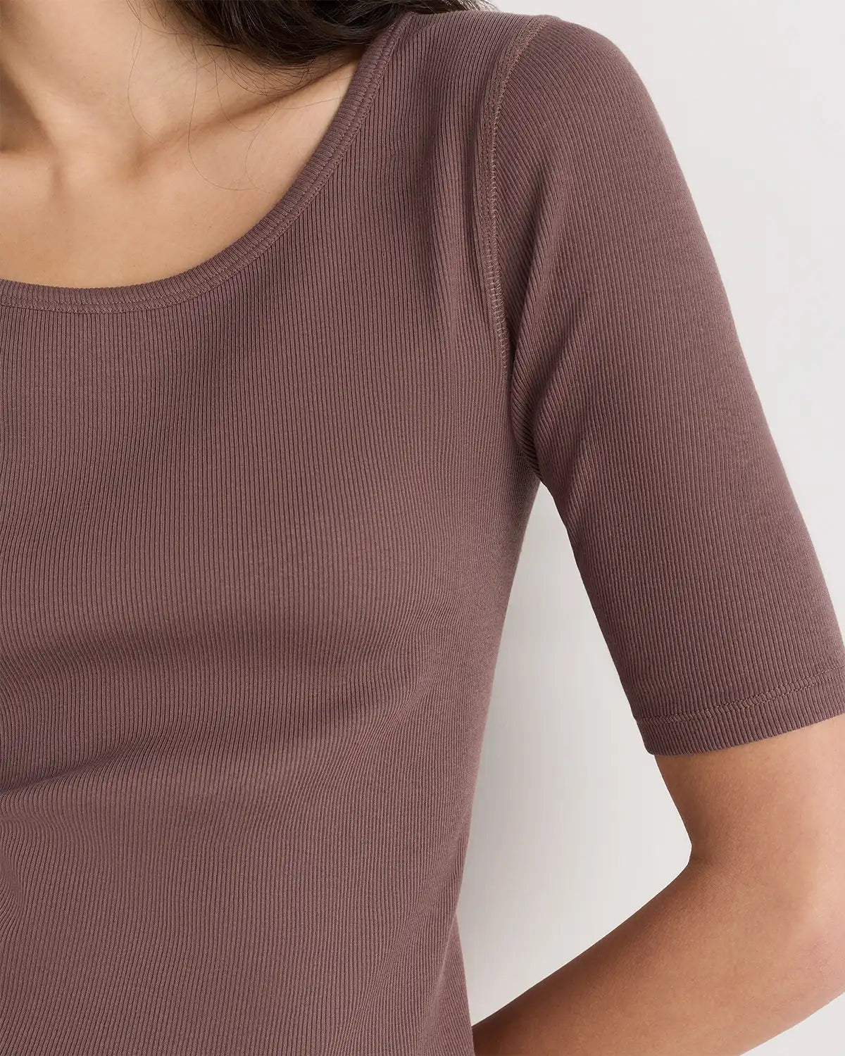 Organic Cotton Micro-Rib Elbow Sleeve Tee