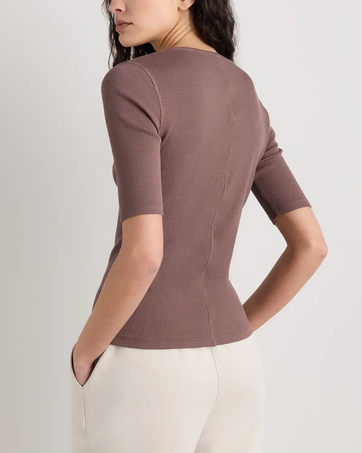 Organic Cotton Micro-Rib Elbow Sleeve Tee