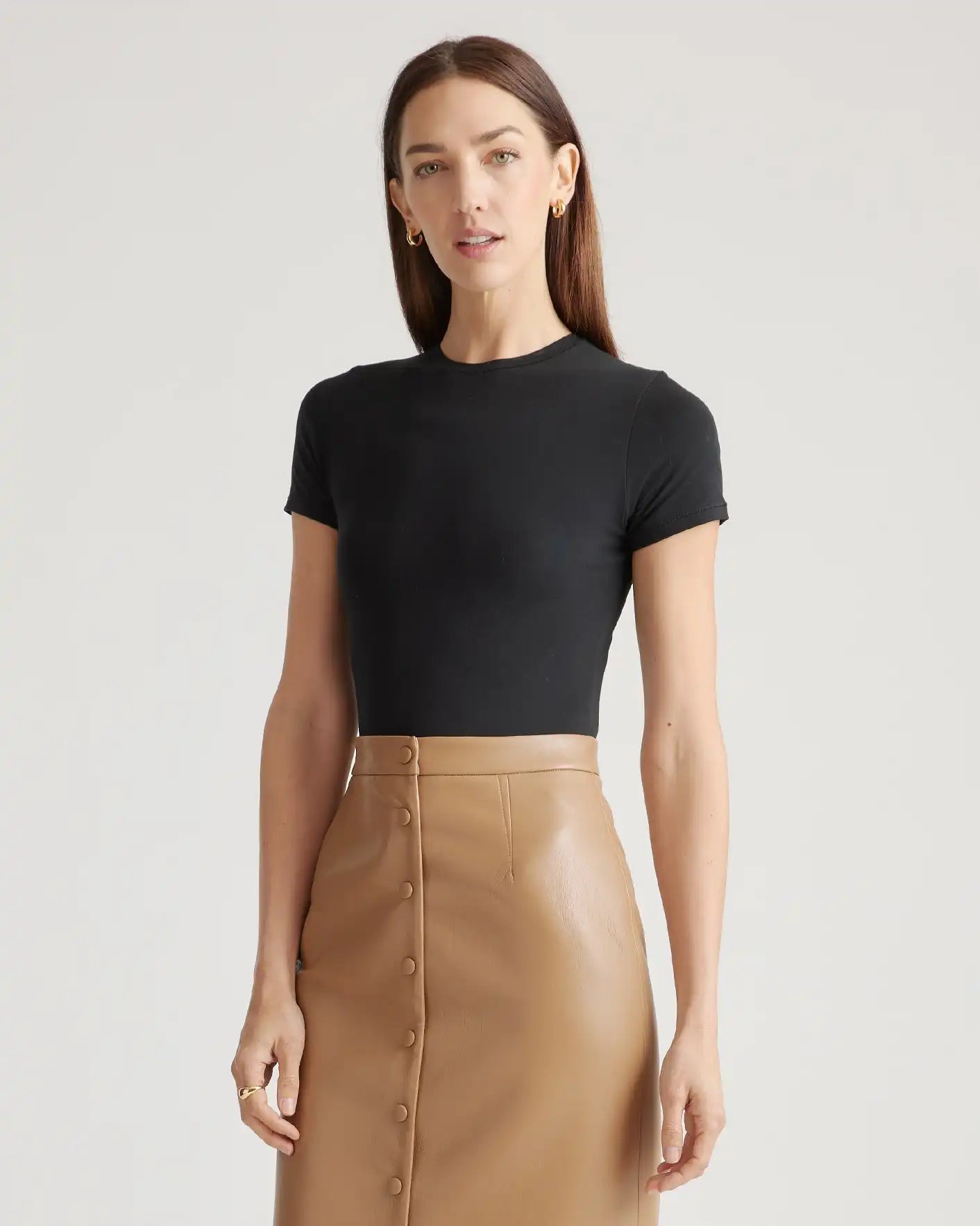 Stretch Cotton Jersey Short Sleeve Bodysuit