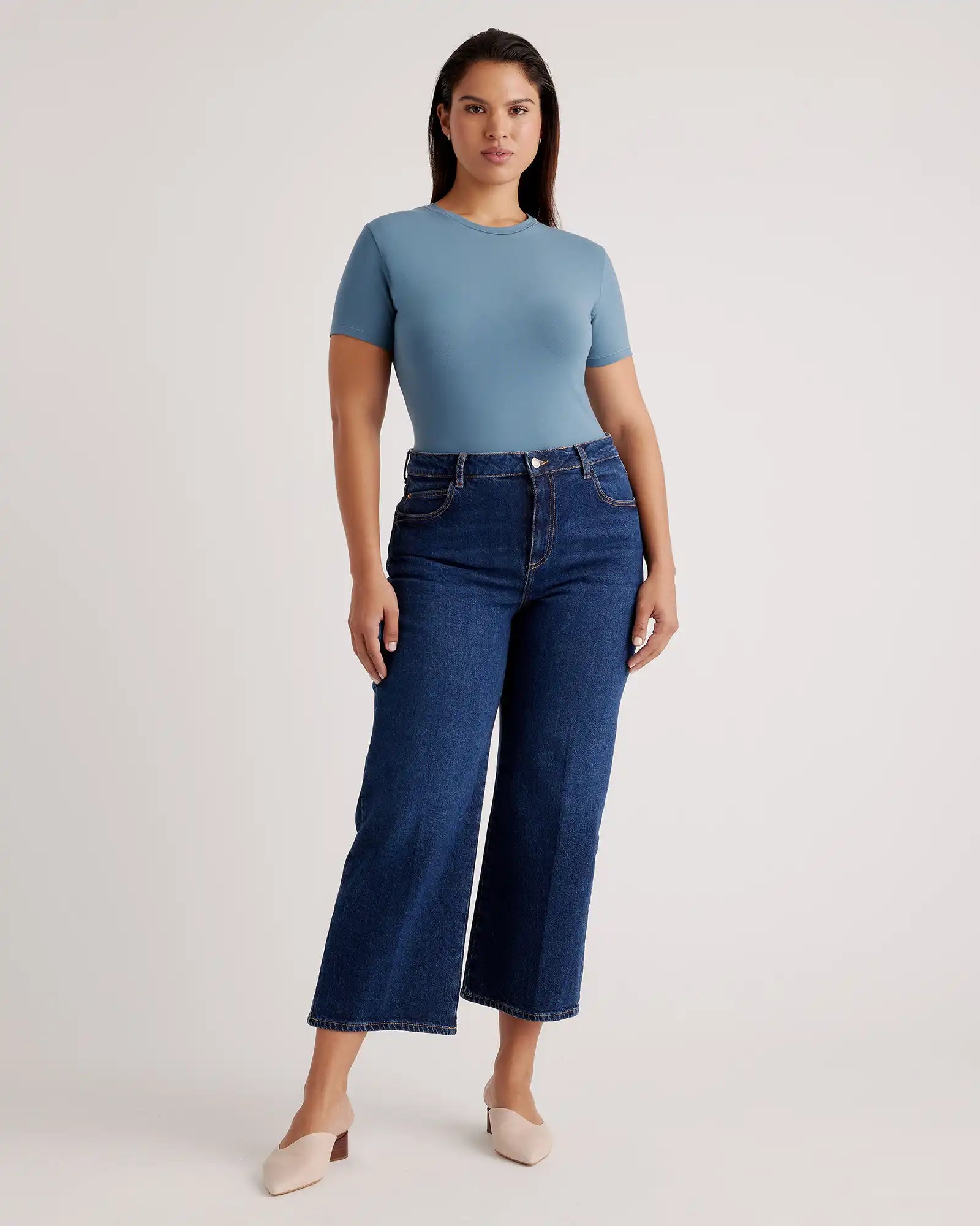 Stretch Cotton Jersey Short Sleeve Bodysuit