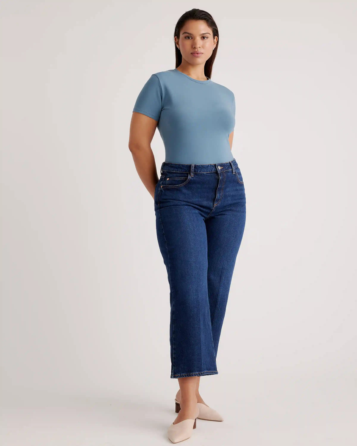 Stretch Cotton Jersey Short Sleeve Bodysuit