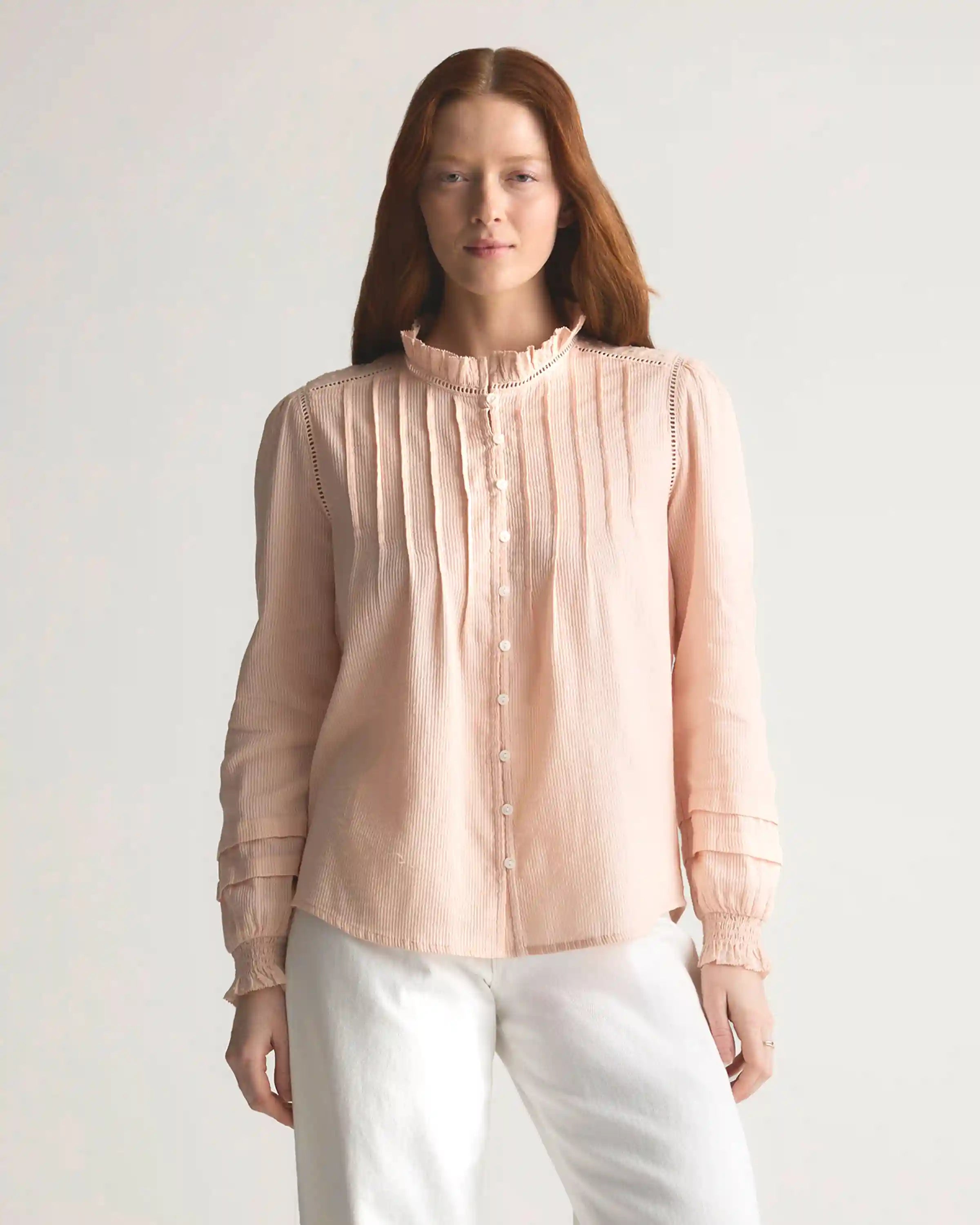Organic Textured Cotton Peasant Blouse