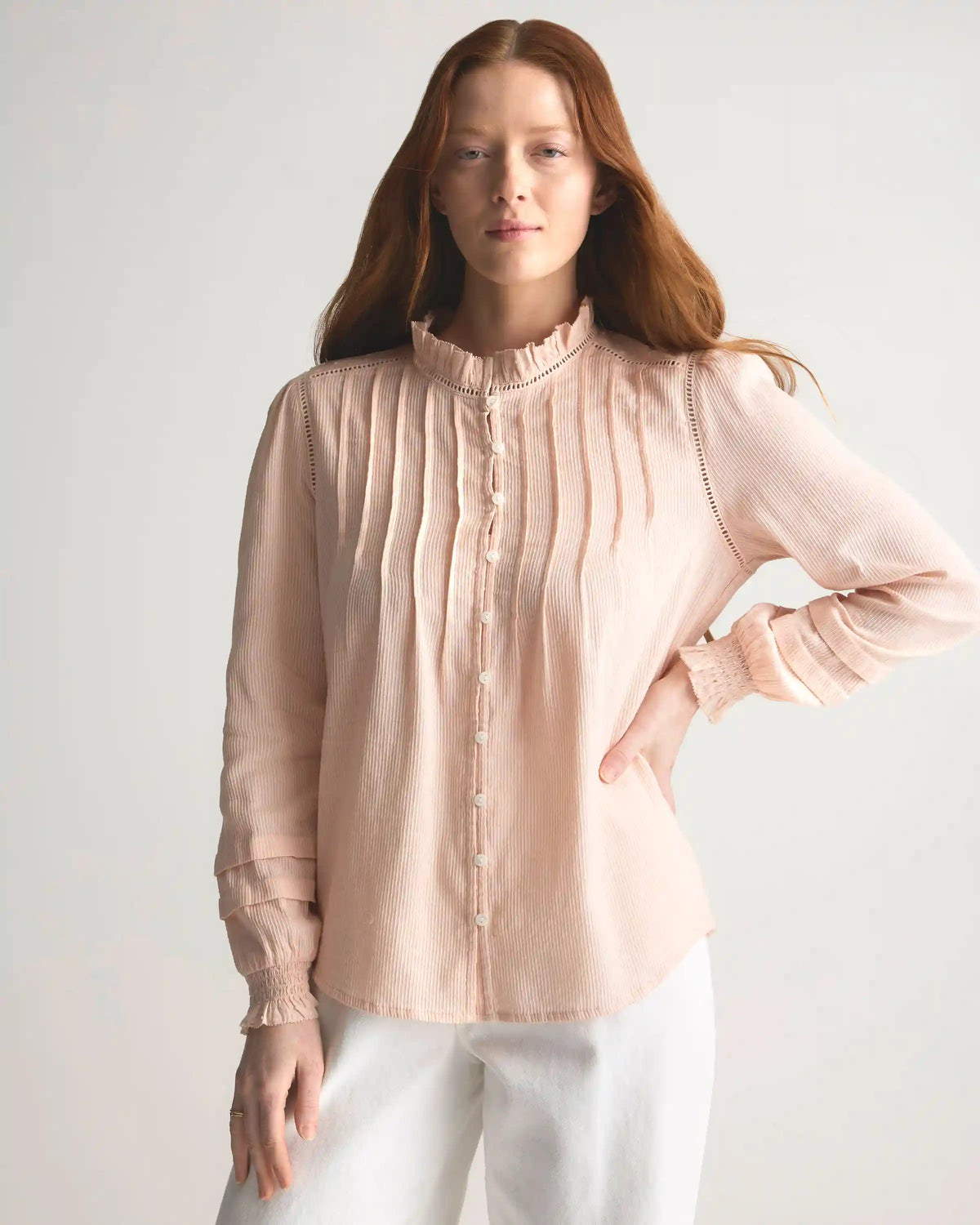 Organic Textured Cotton Peasant Blouse