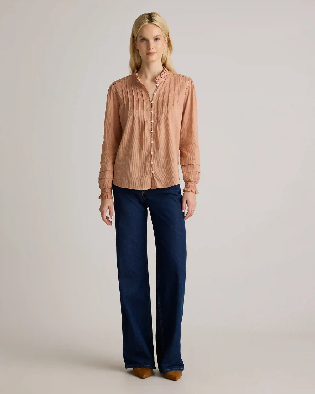 Organic Textured Cotton Peasant Blouse