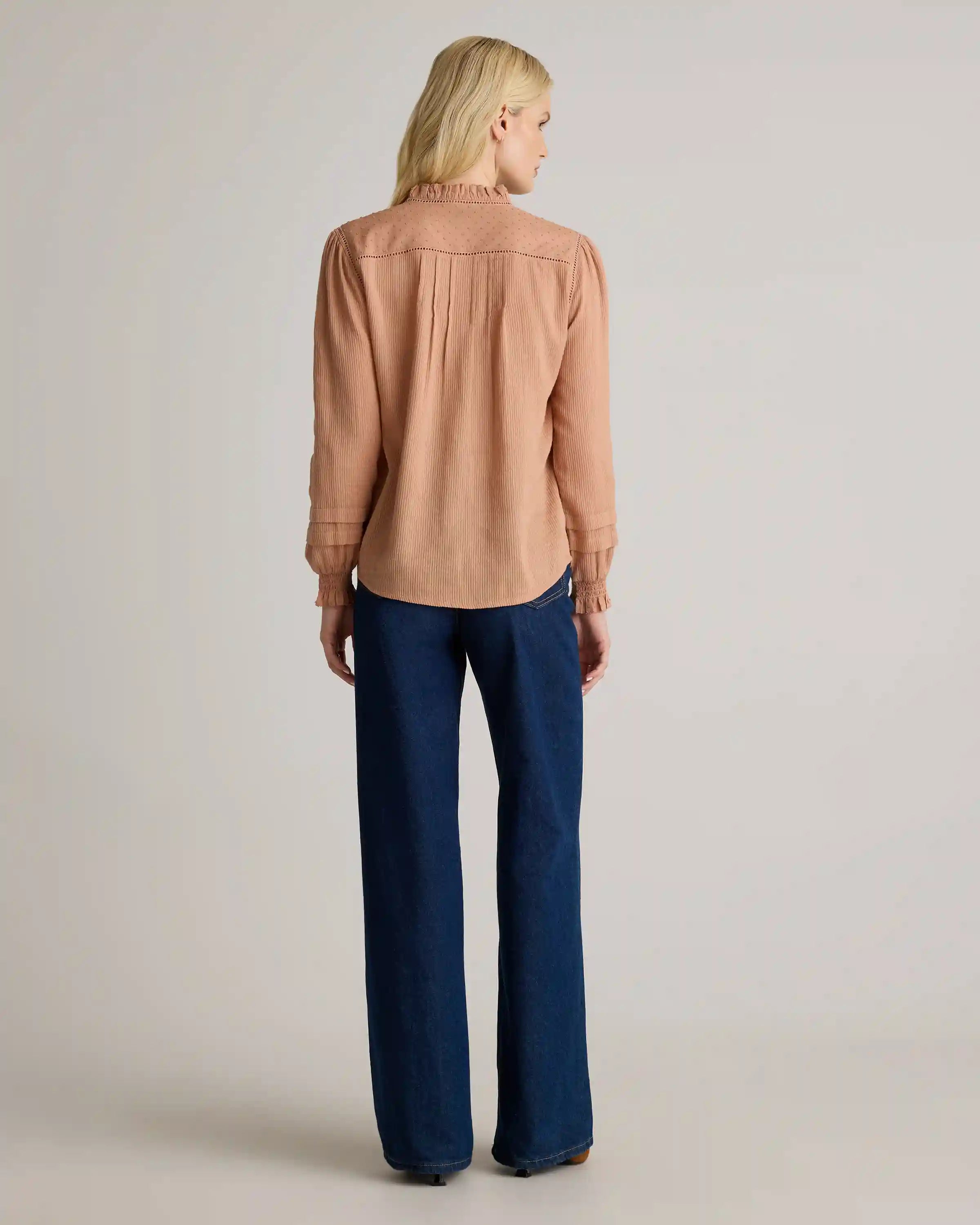 Organic Textured Cotton Peasant Blouse