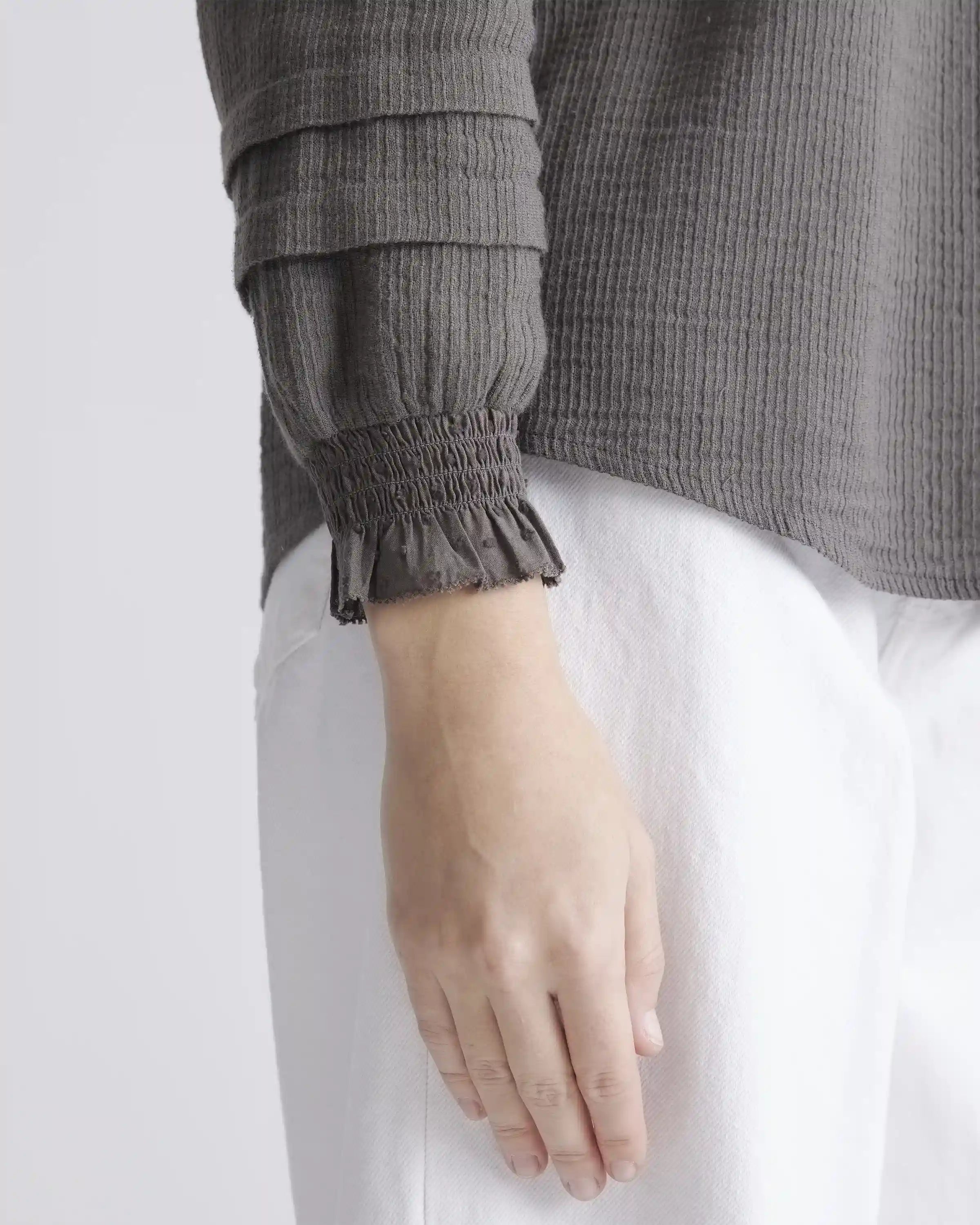 Organic Textured Cotton Peasant Blouse