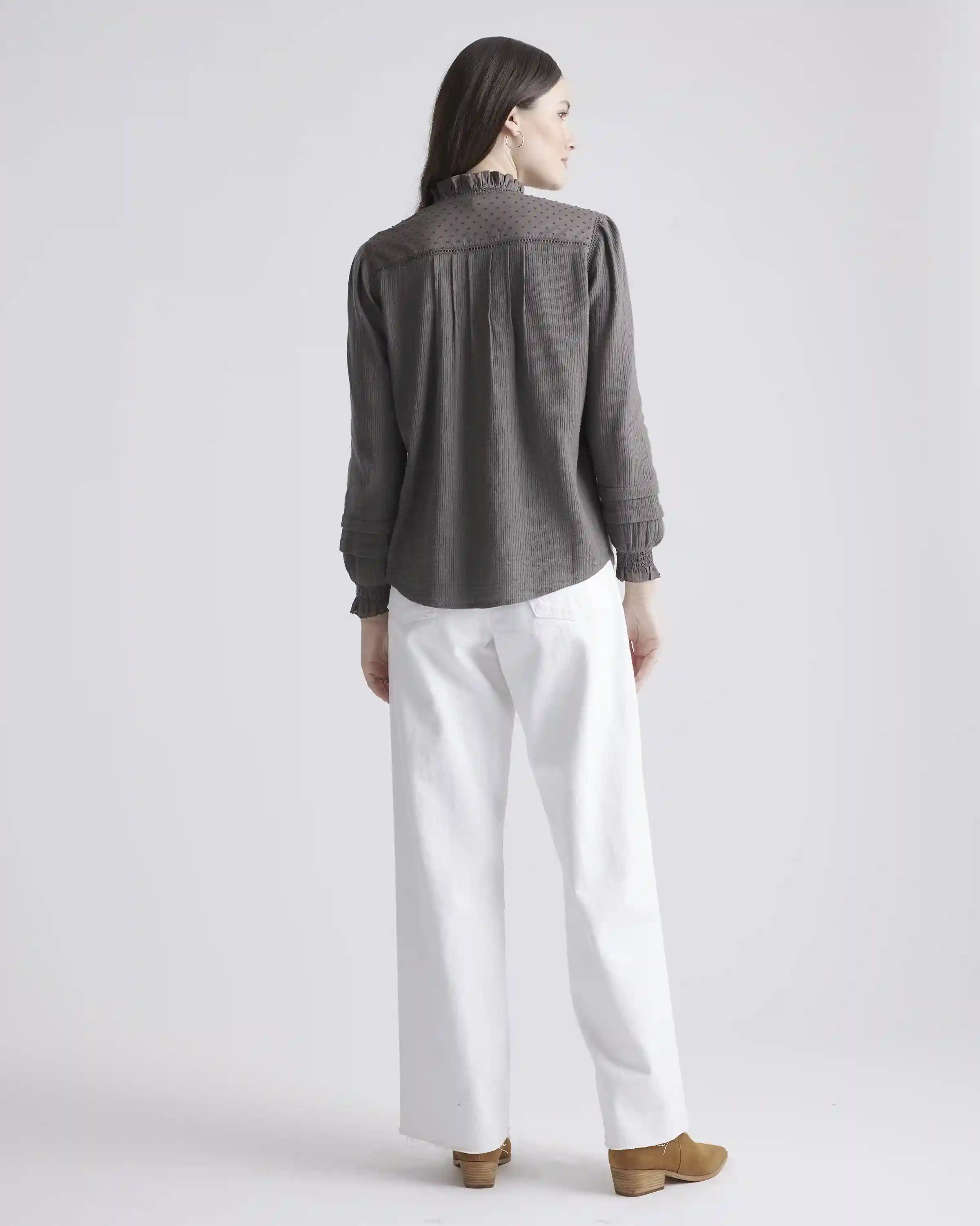 Organic Textured Cotton Peasant Blouse