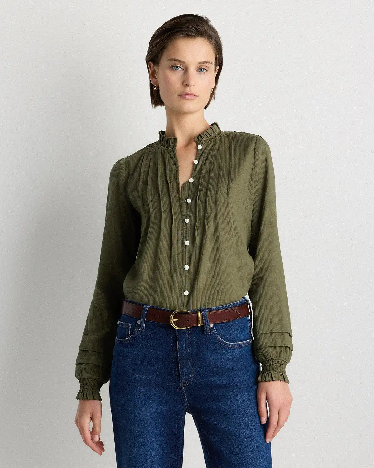 Organic Textured Cotton Peasant Blouse