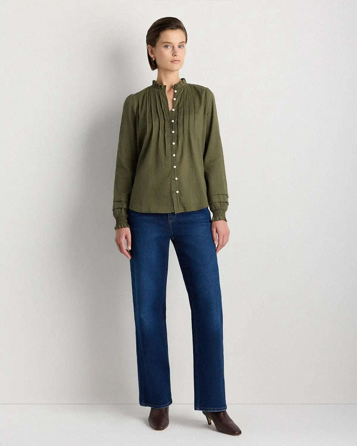 Organic Textured Cotton Peasant Blouse