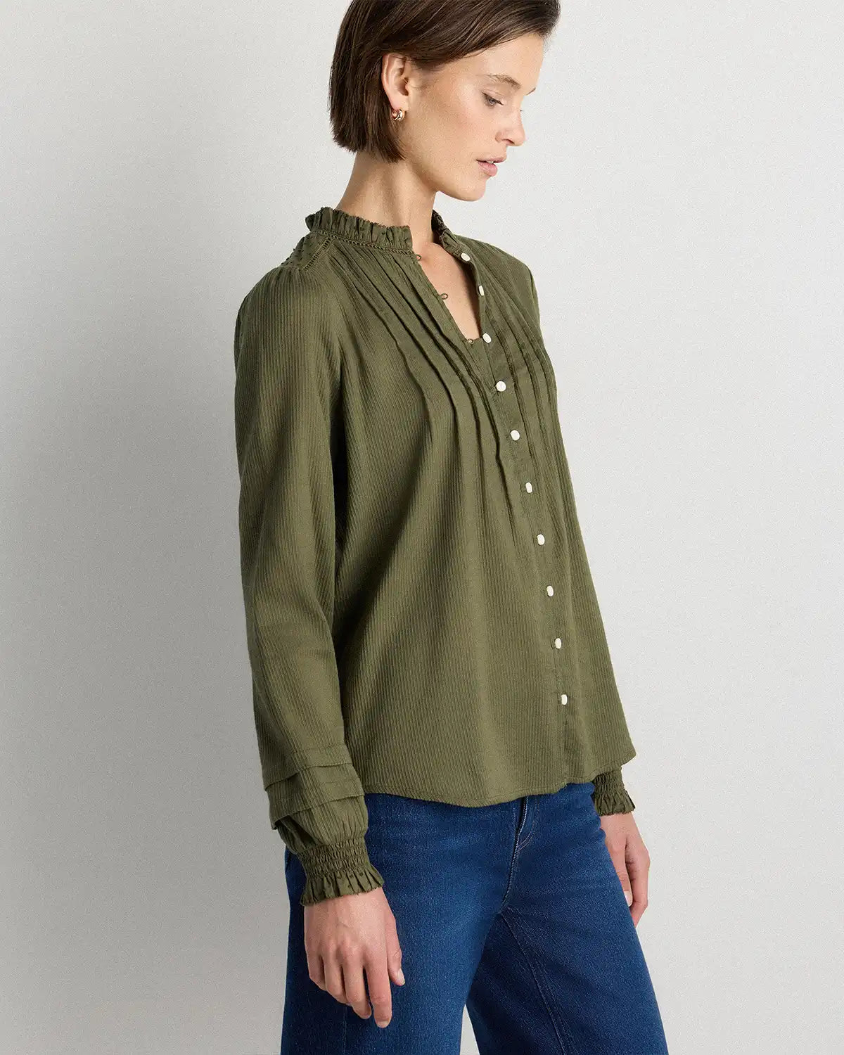 Organic Textured Cotton Peasant Blouse