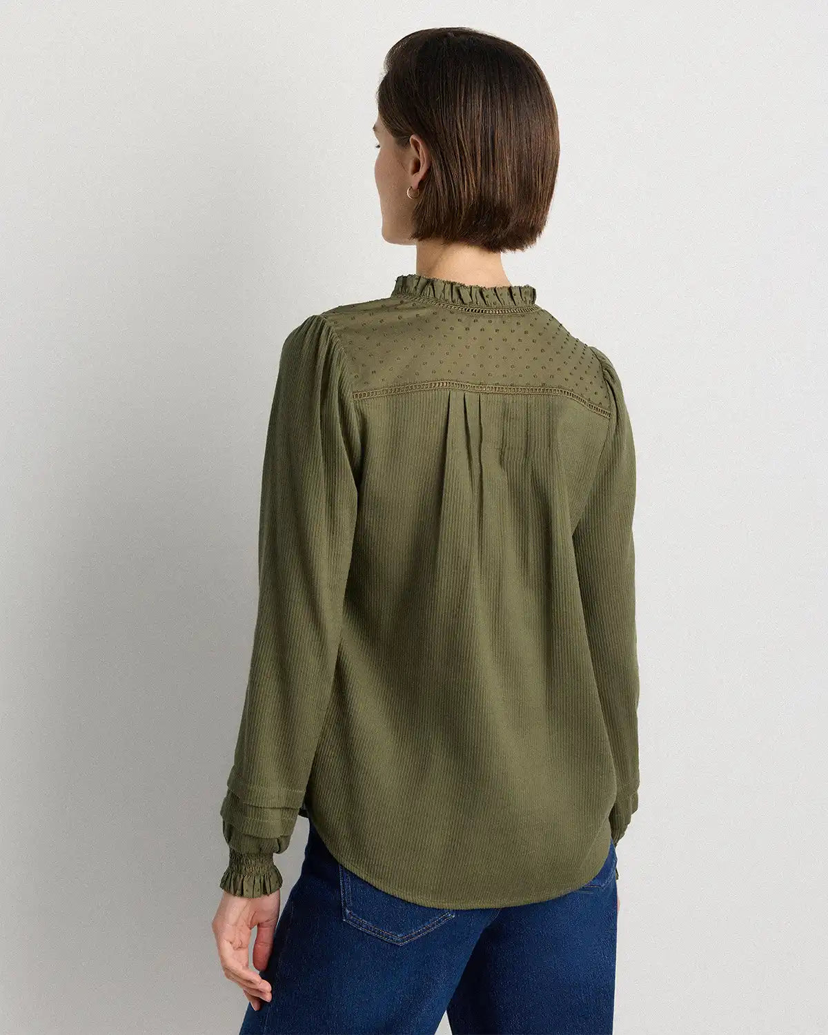Organic Textured Cotton Peasant Blouse
