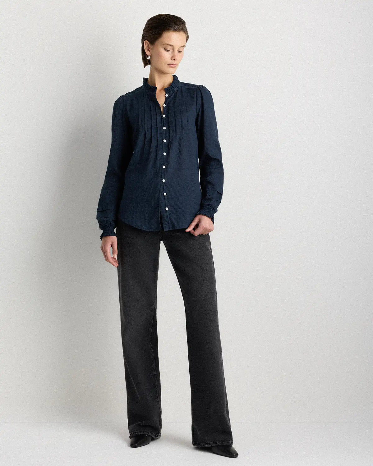 Organic Textured Cotton Peasant Blouse