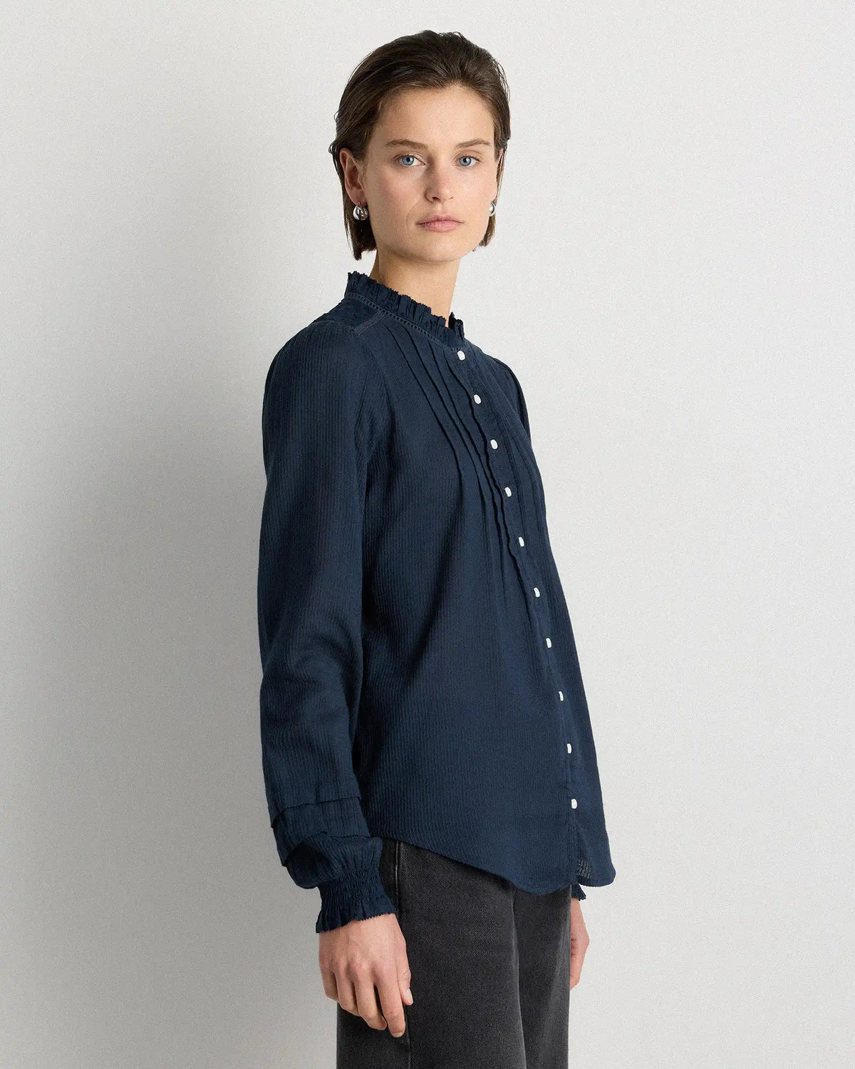 Organic Textured Cotton Peasant Blouse