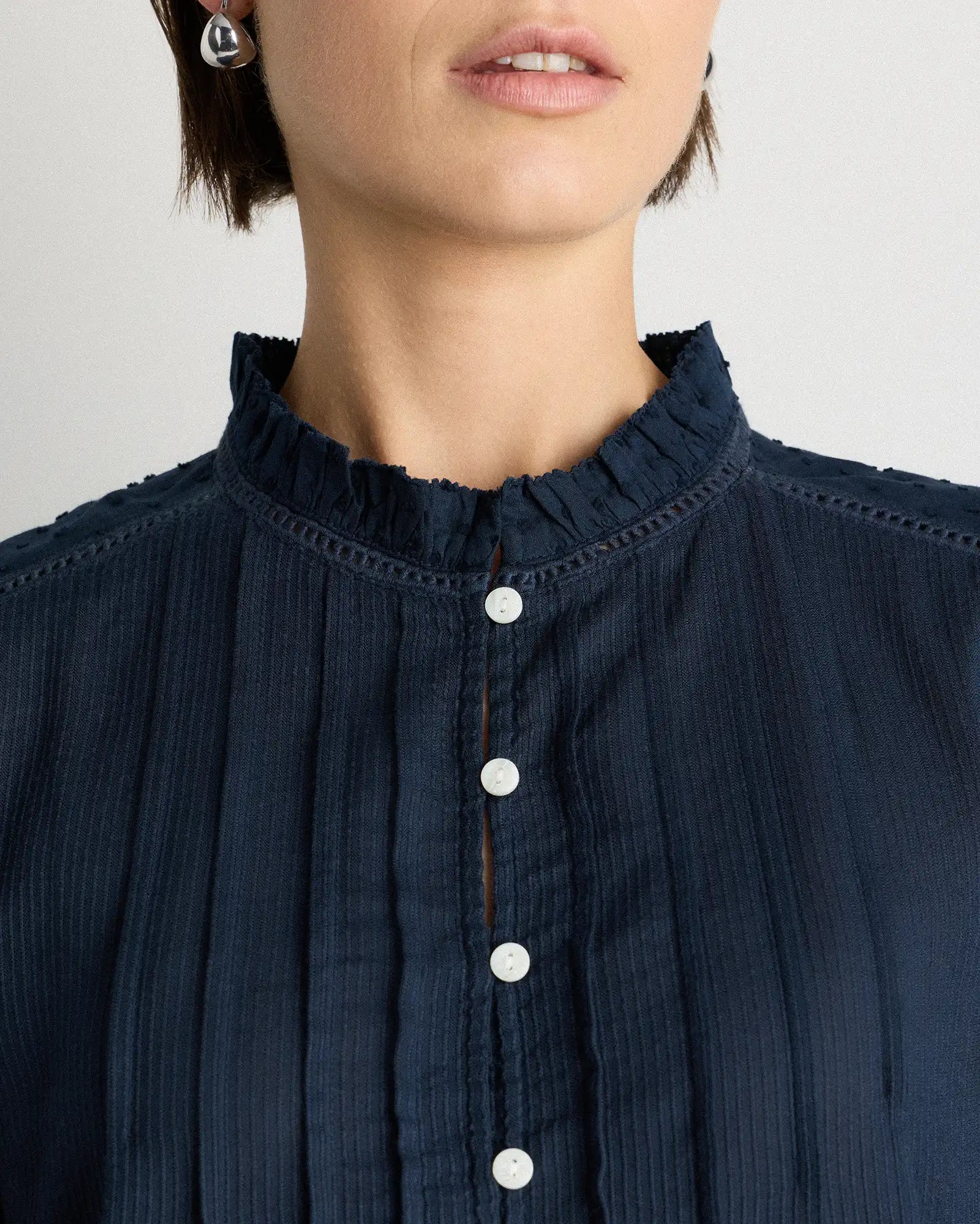 Organic Textured Cotton Peasant Blouse