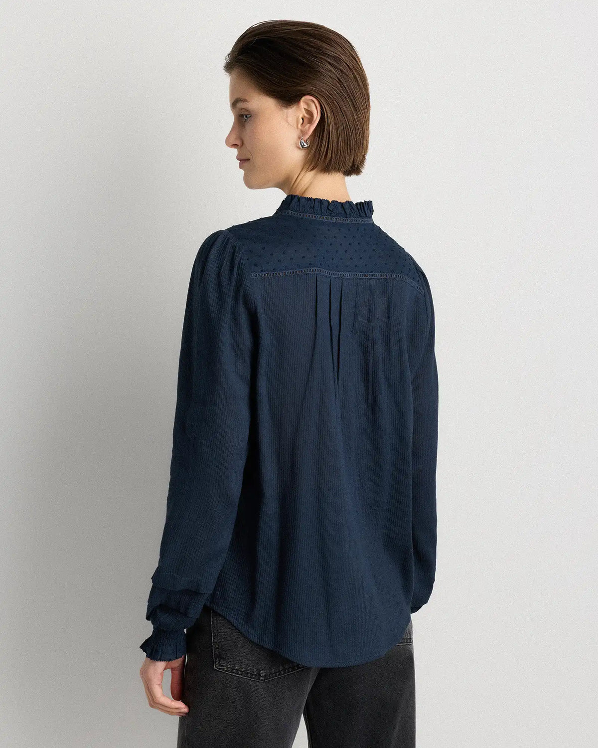 Organic Textured Cotton Peasant Blouse