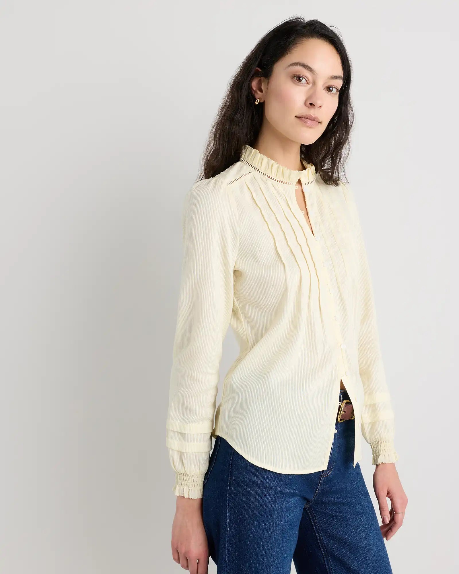 Organic Textured Cotton Peasant Blouse