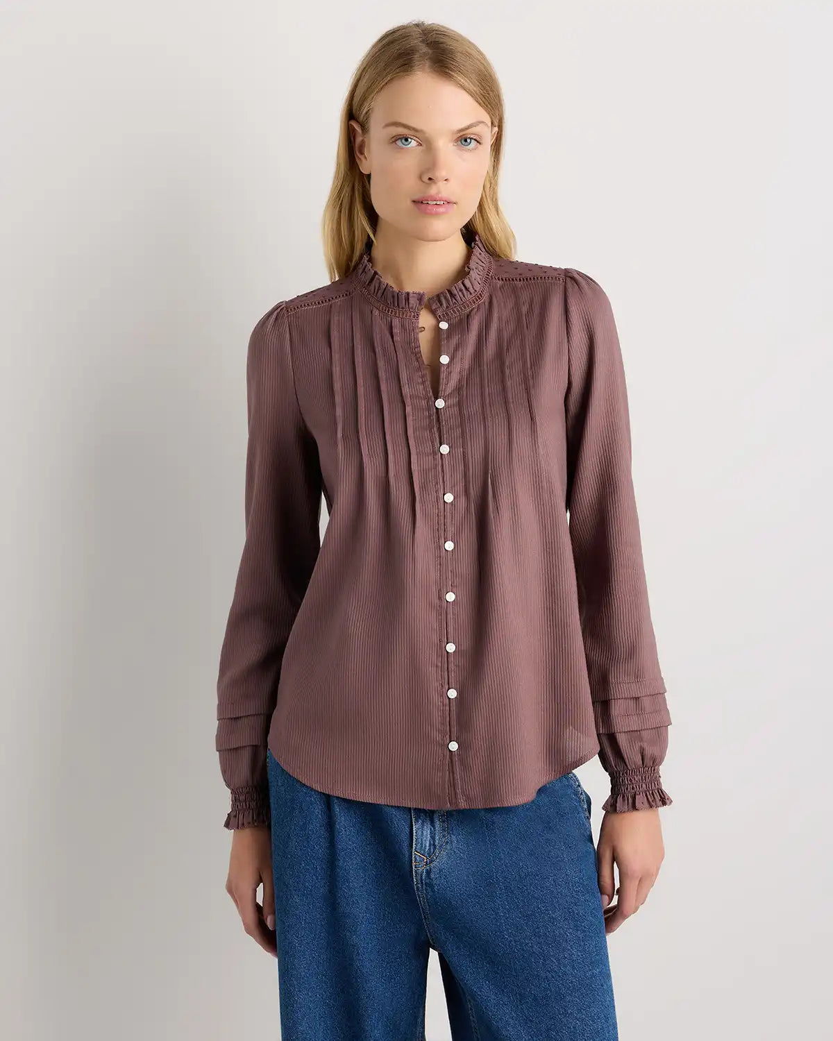 Organic Textured Cotton Peasant Blouse