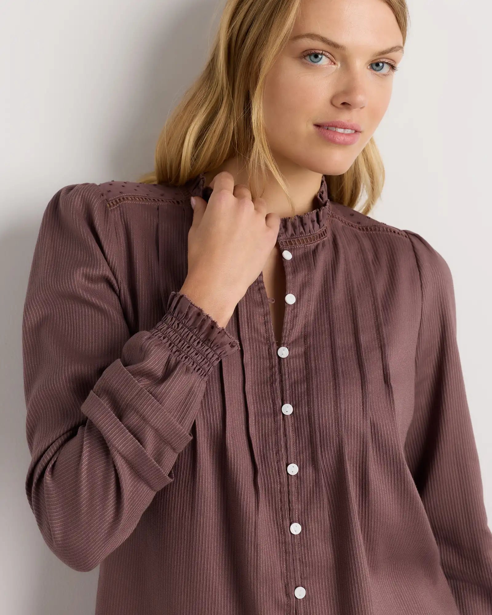 Organic Textured Cotton Peasant Blouse