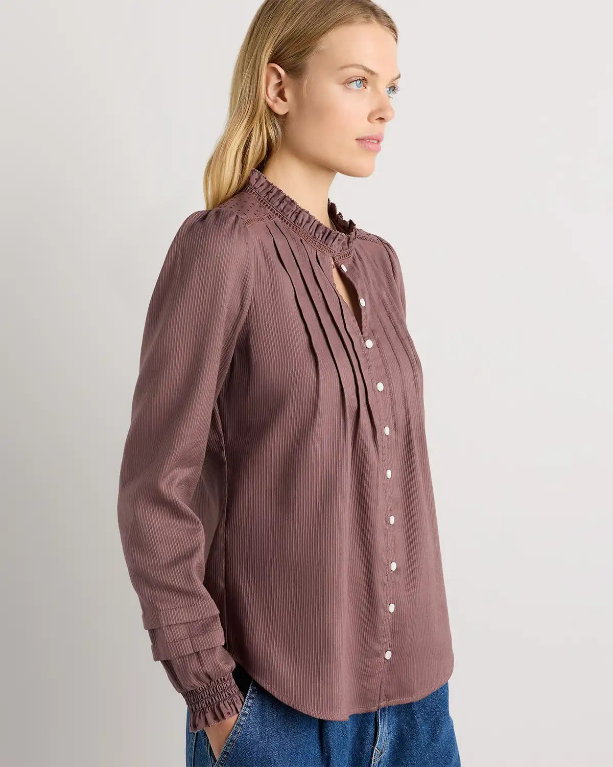 Organic Textured Cotton Peasant Blouse