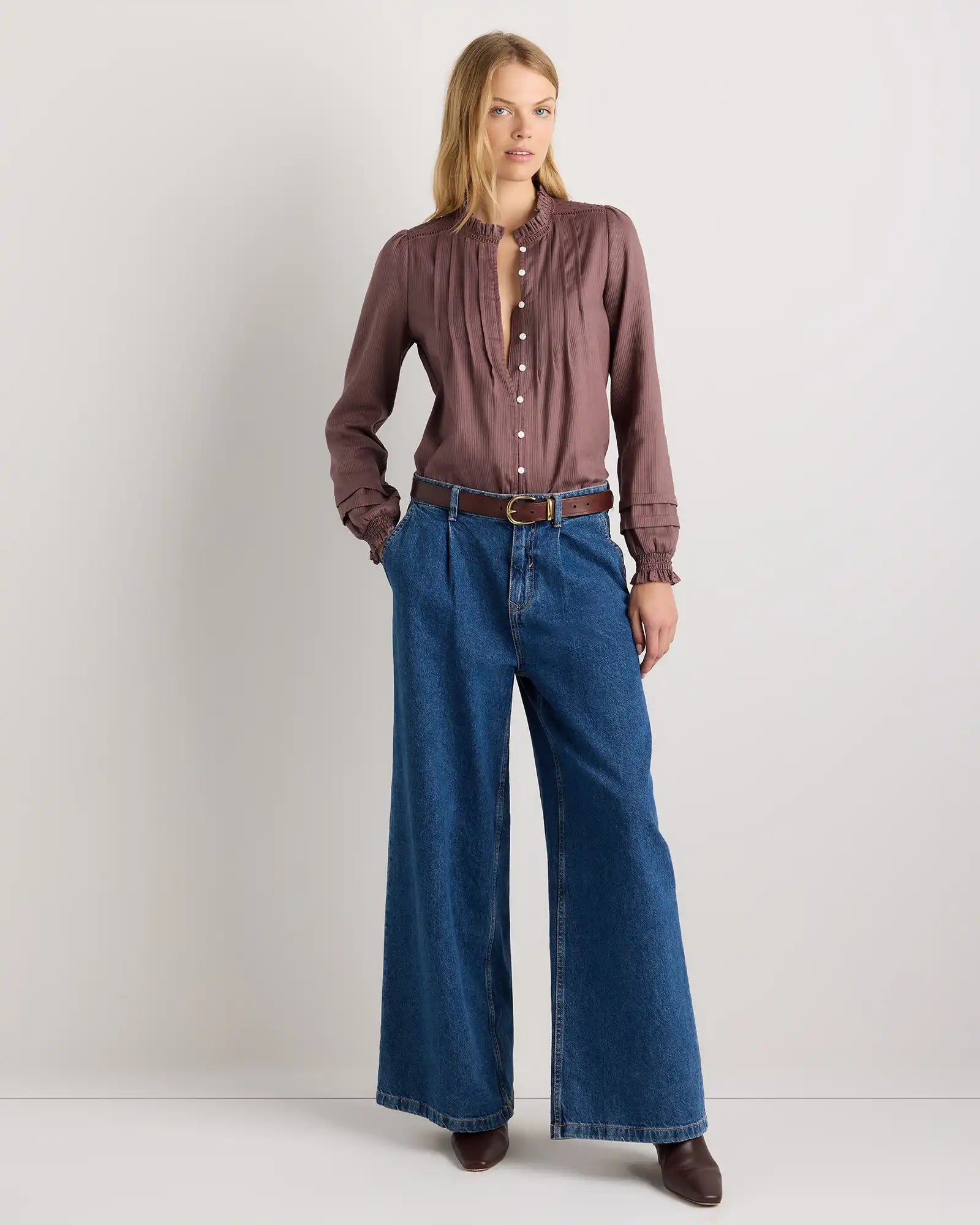Organic Textured Cotton Peasant Blouse