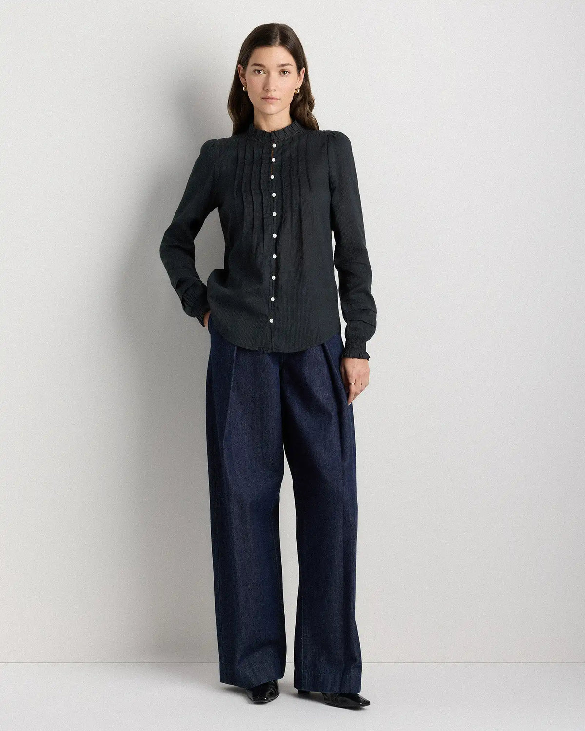 Organic Textured Cotton Peasant Blouse
