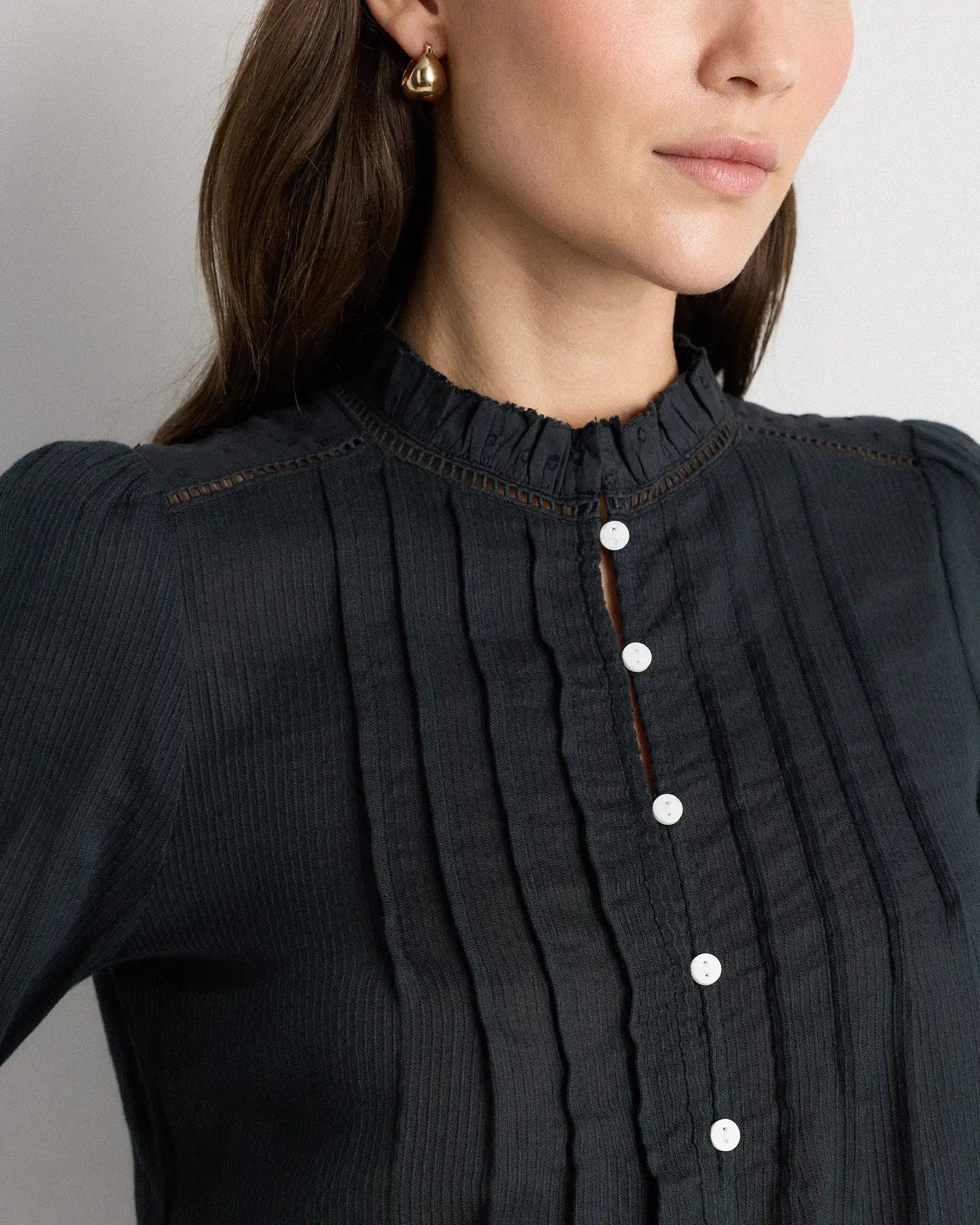 Organic Textured Cotton Peasant Blouse