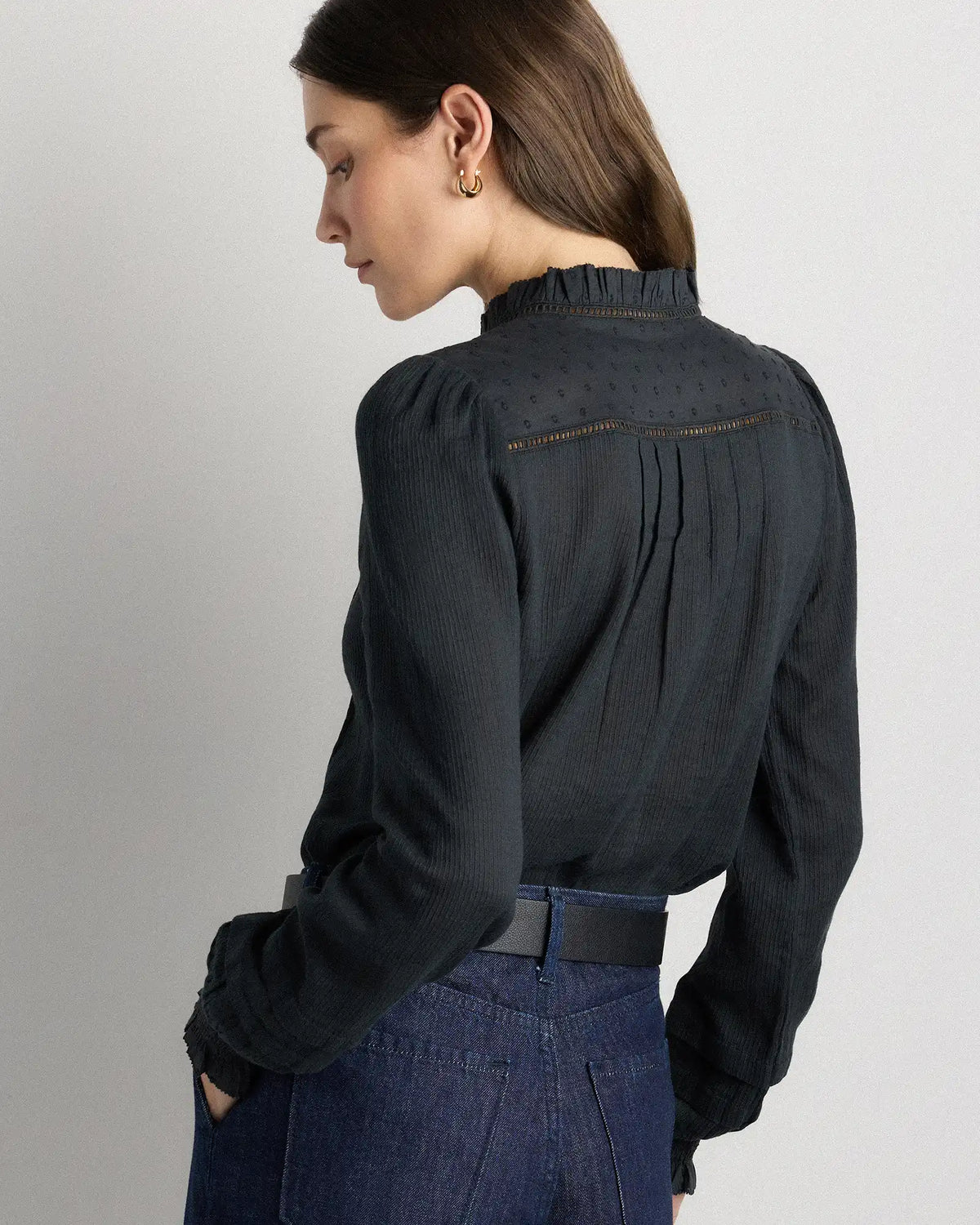 Organic Textured Cotton Peasant Blouse