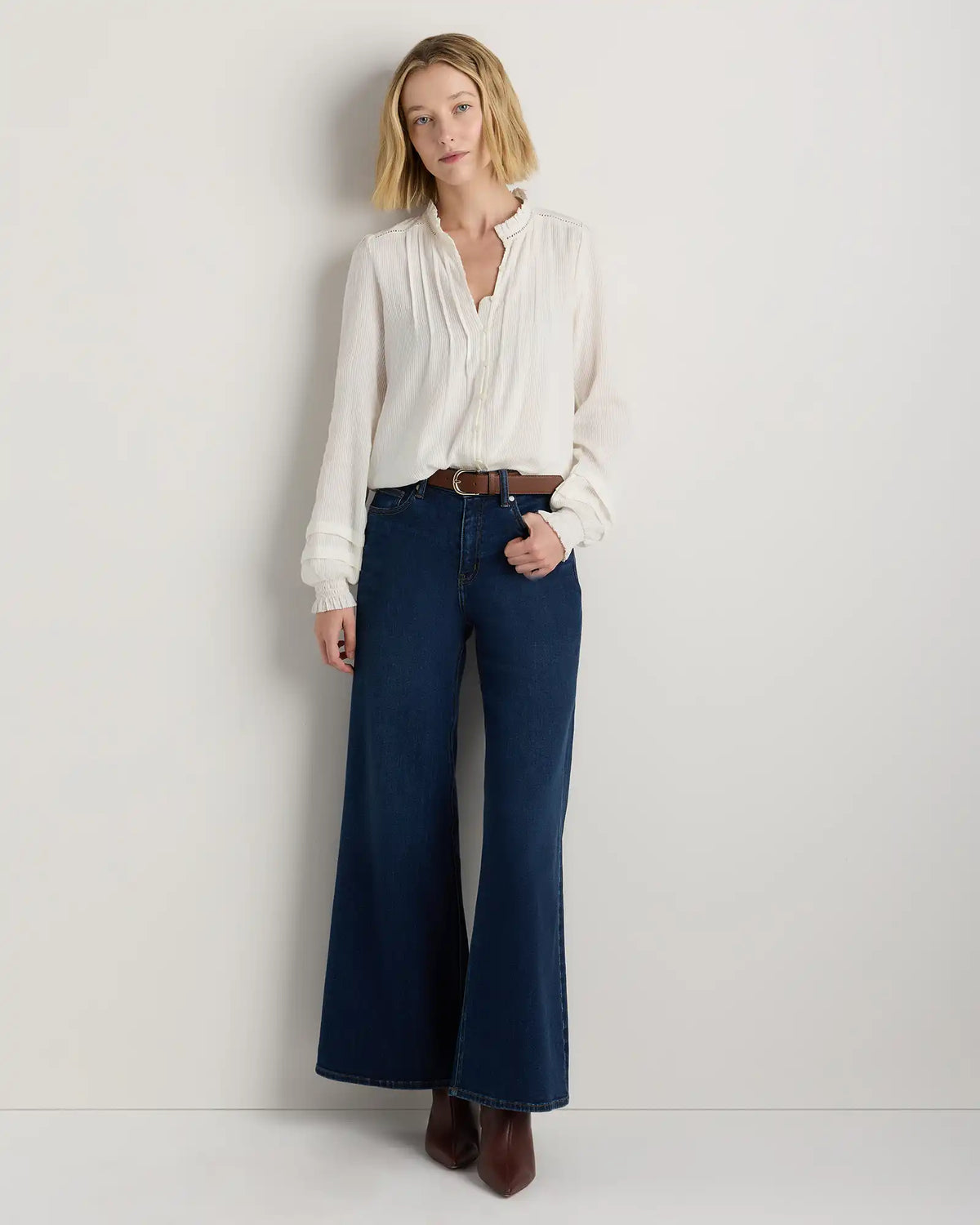 Organic Textured Cotton Peasant Blouse